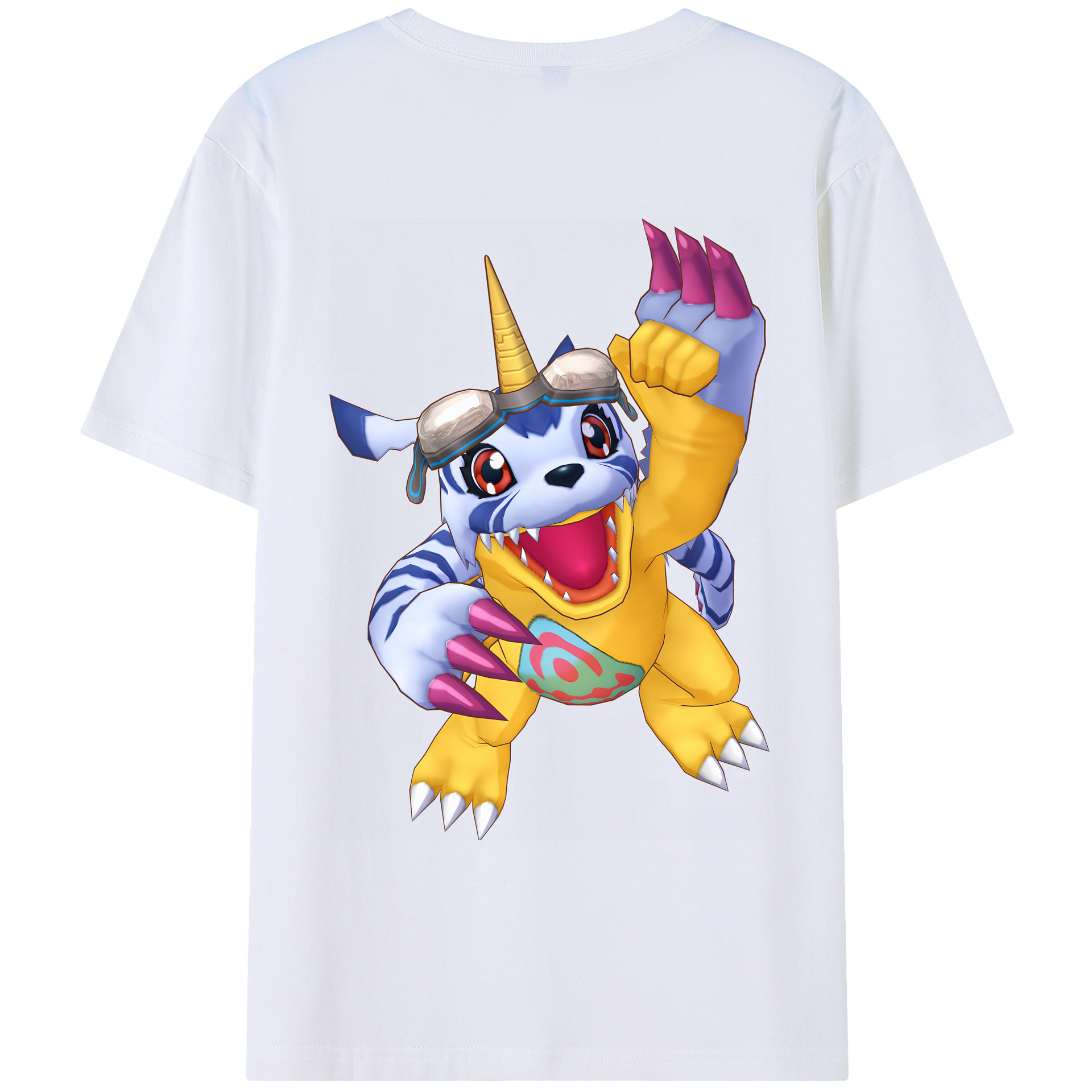 （画像用） Digimon デジタルモンスター/デジモン 綿100％ メンズ半袖Tシャツ（バックプリント） 通気性