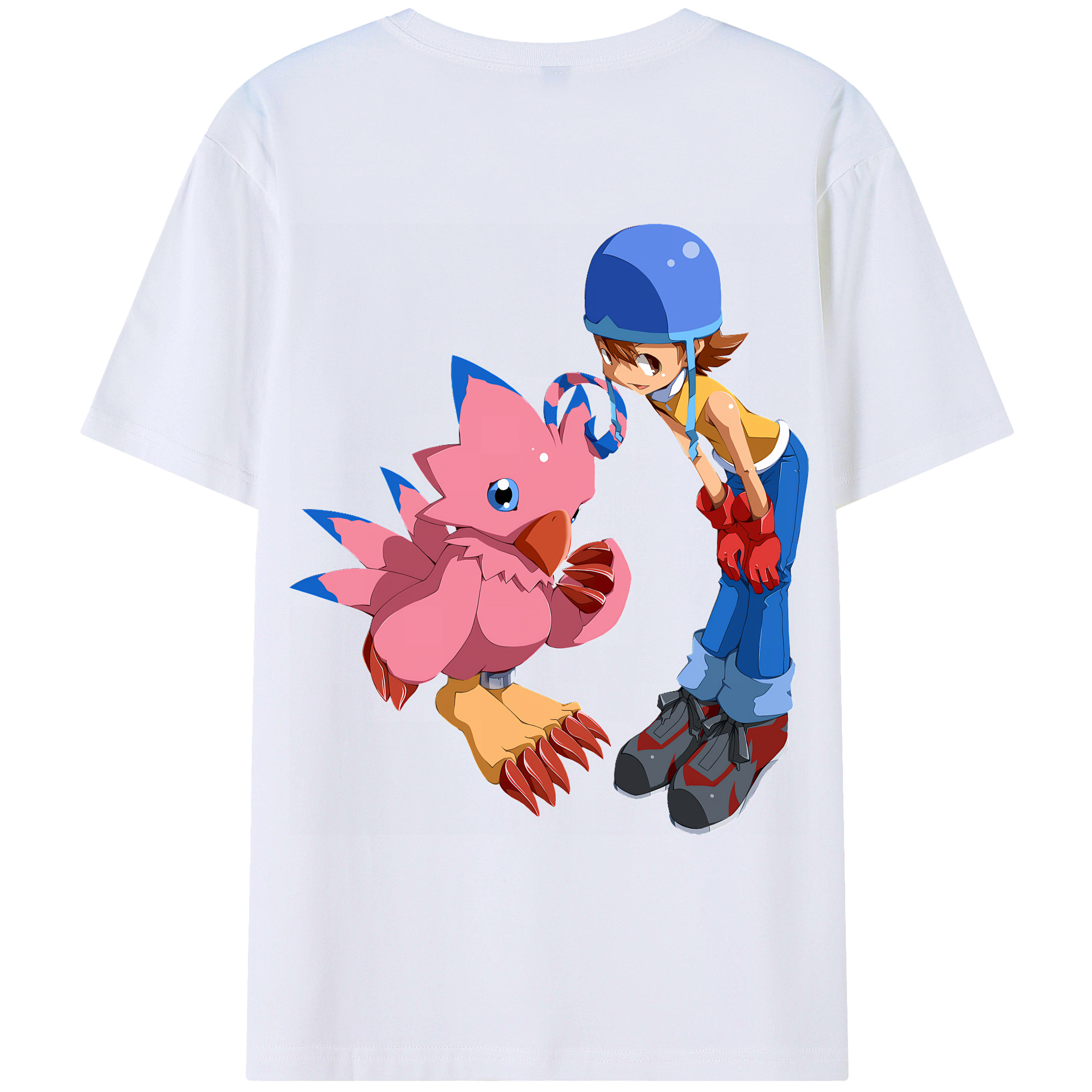 （画像用） Digimon デジタルモンスター/デジモン 綿100％ メンズ半袖Tシャツ（バックプリント） 通気性