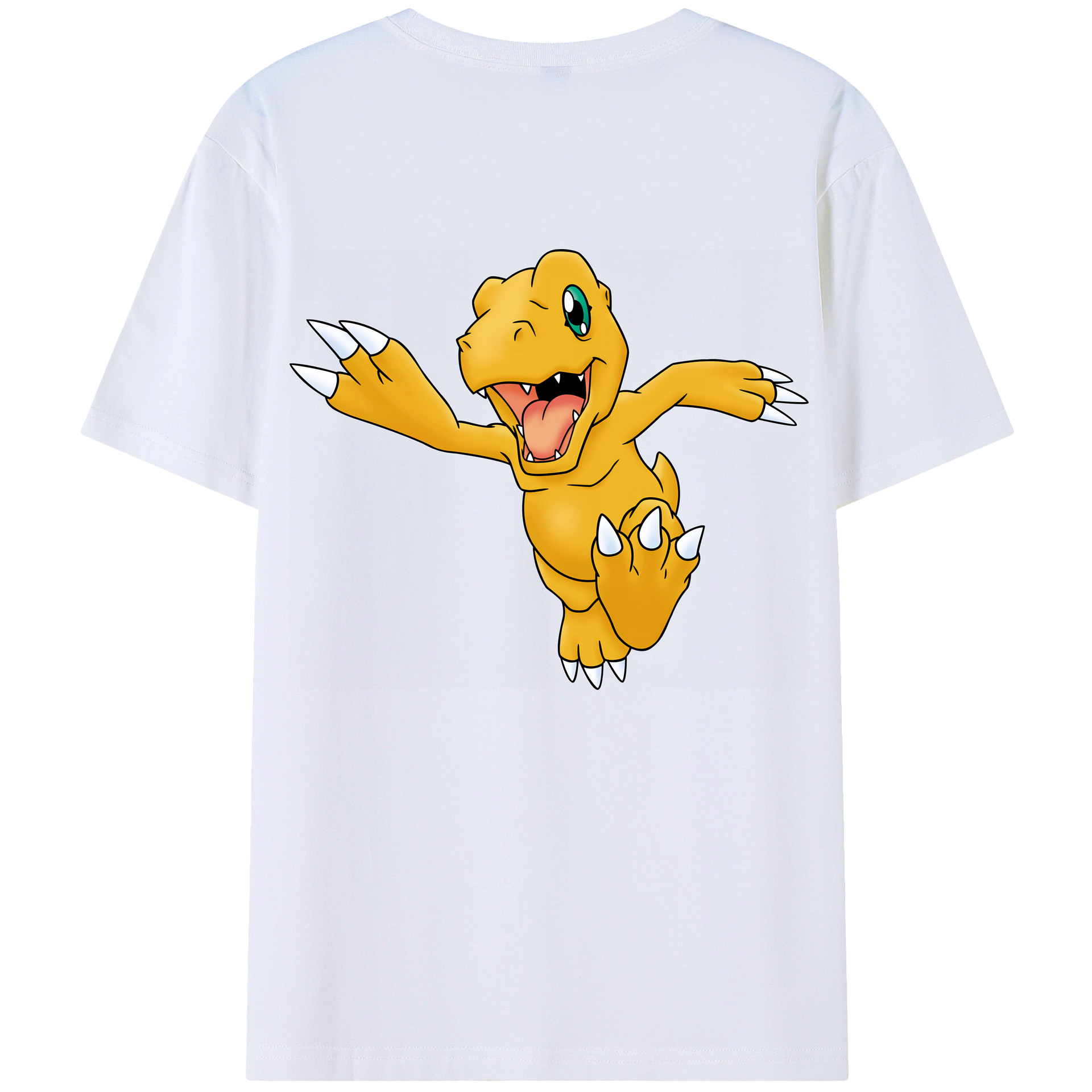 （画像用） Digimon デジタルモンスター/デジモン 綿100％ メンズ半袖Tシャツ（バックプリント） 通気性