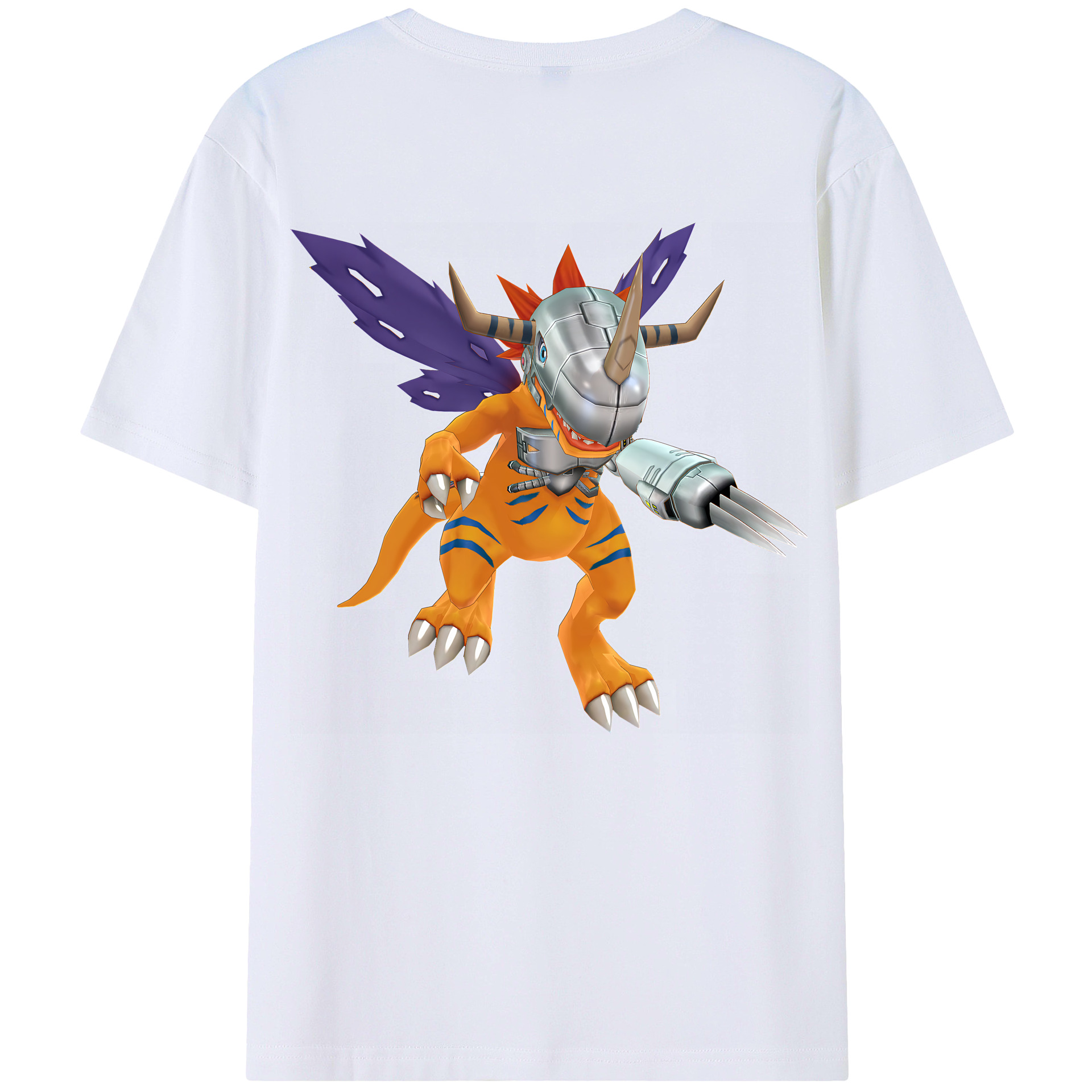 （画像用） Digimon デジタルモンスター/デジモン 綿100％ メンズ半袖Tシャツ（バックプリント） 通気性