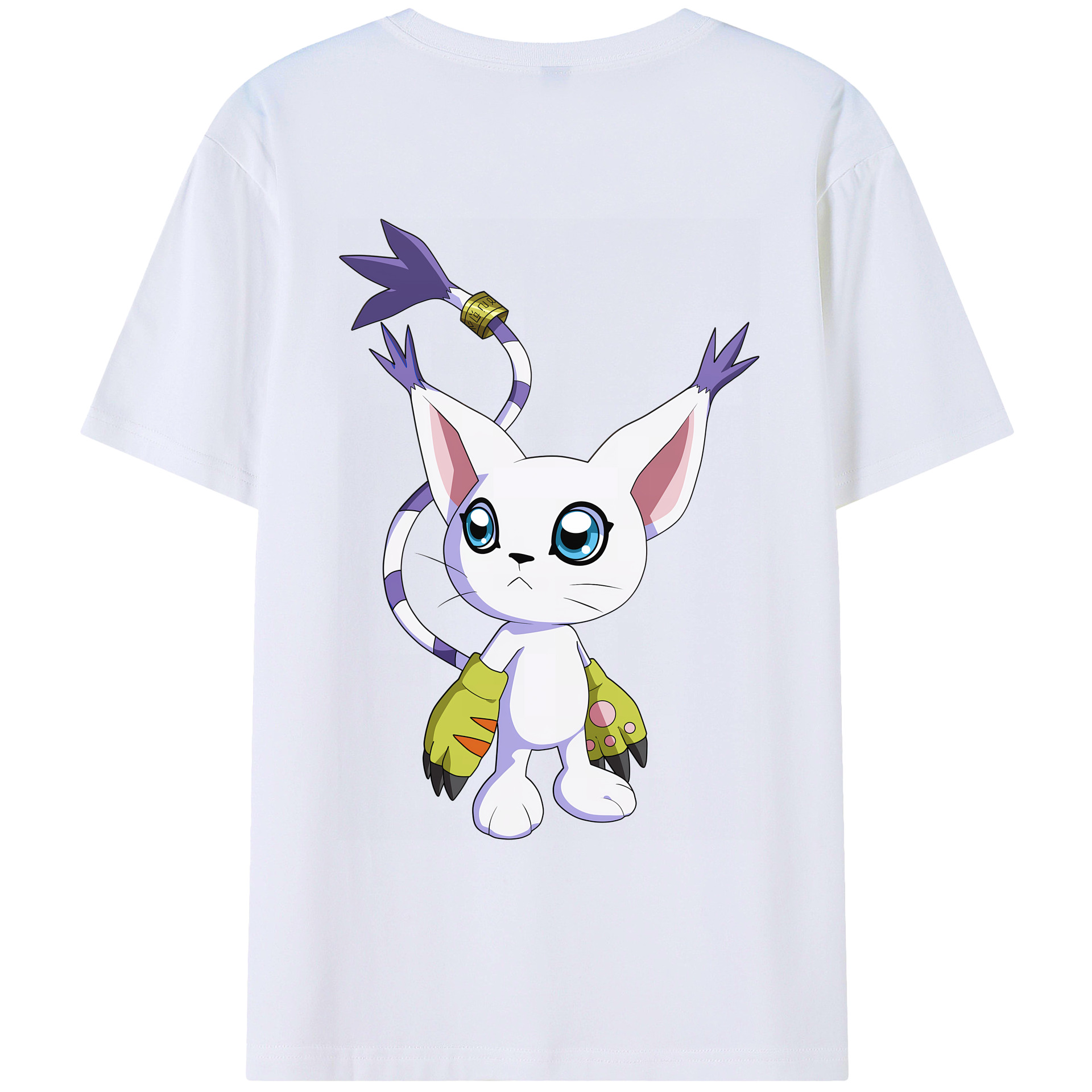 （画像用） Digimon デジタルモンスター/デジモン 綿100％ メンズ半袖Tシャツ（バックプリント） 通気性