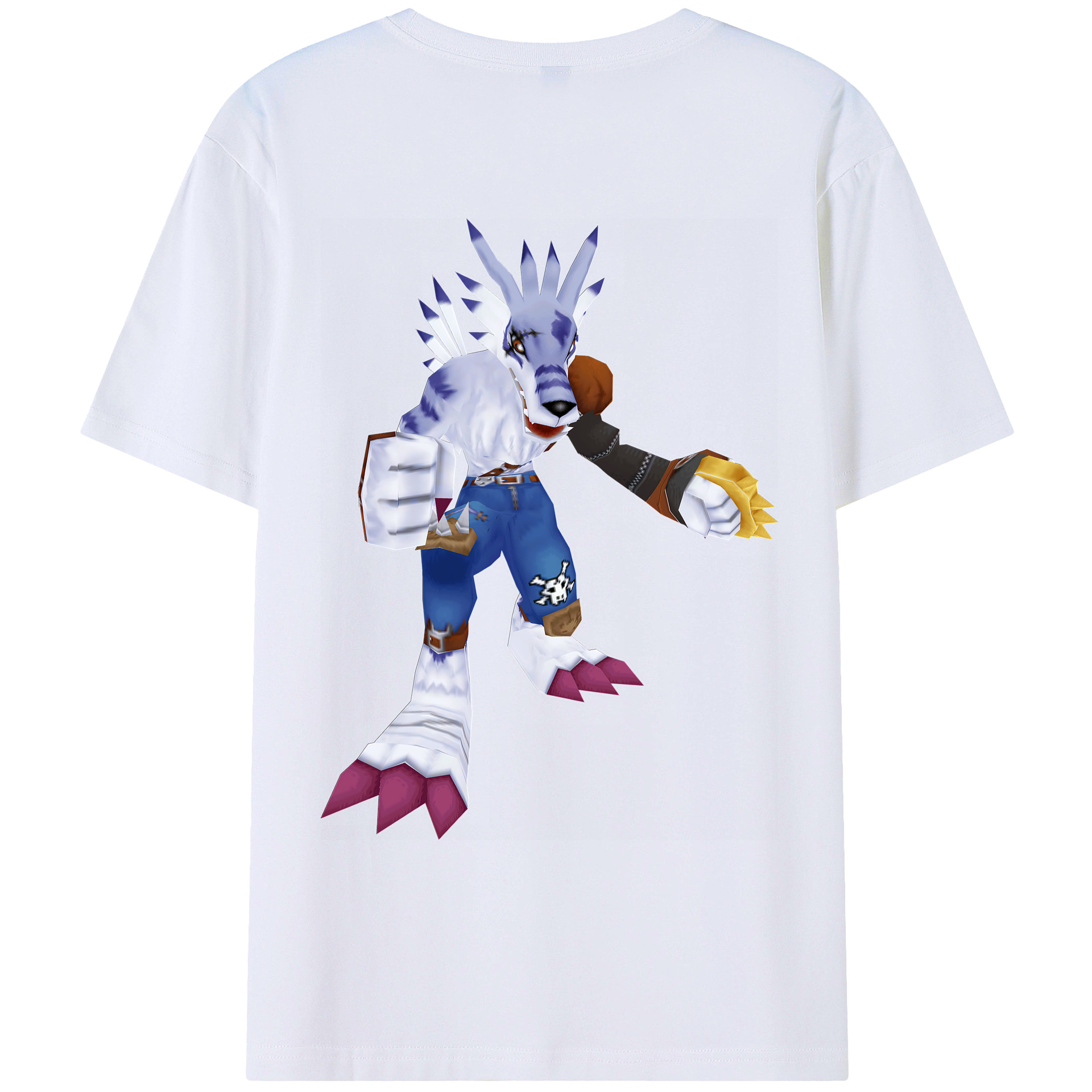 （画像用） Digimon デジタルモンスター/デジモン 綿100％ メンズ半袖Tシャツ（バックプリント） 通気性