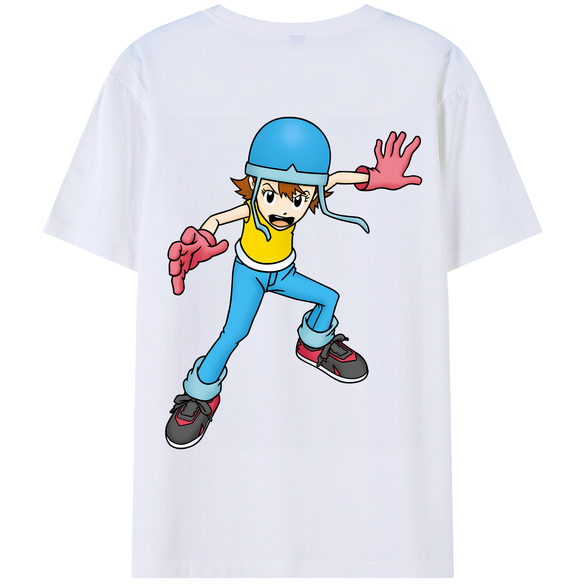（画像用） Digimon デジタルモンスター/デジモン 綿100％ メンズ半袖Tシャツ（バックプリント） 通気性