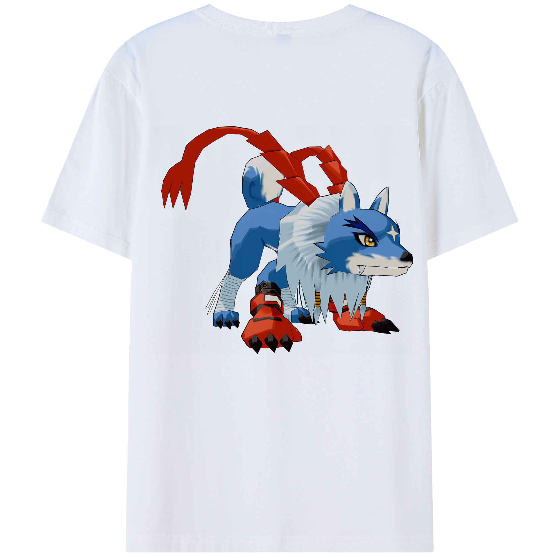 （画像用） Digimon デジタルモンスター/デジモン 綿100％ メンズ半袖Tシャツ（バックプリント） 通気性