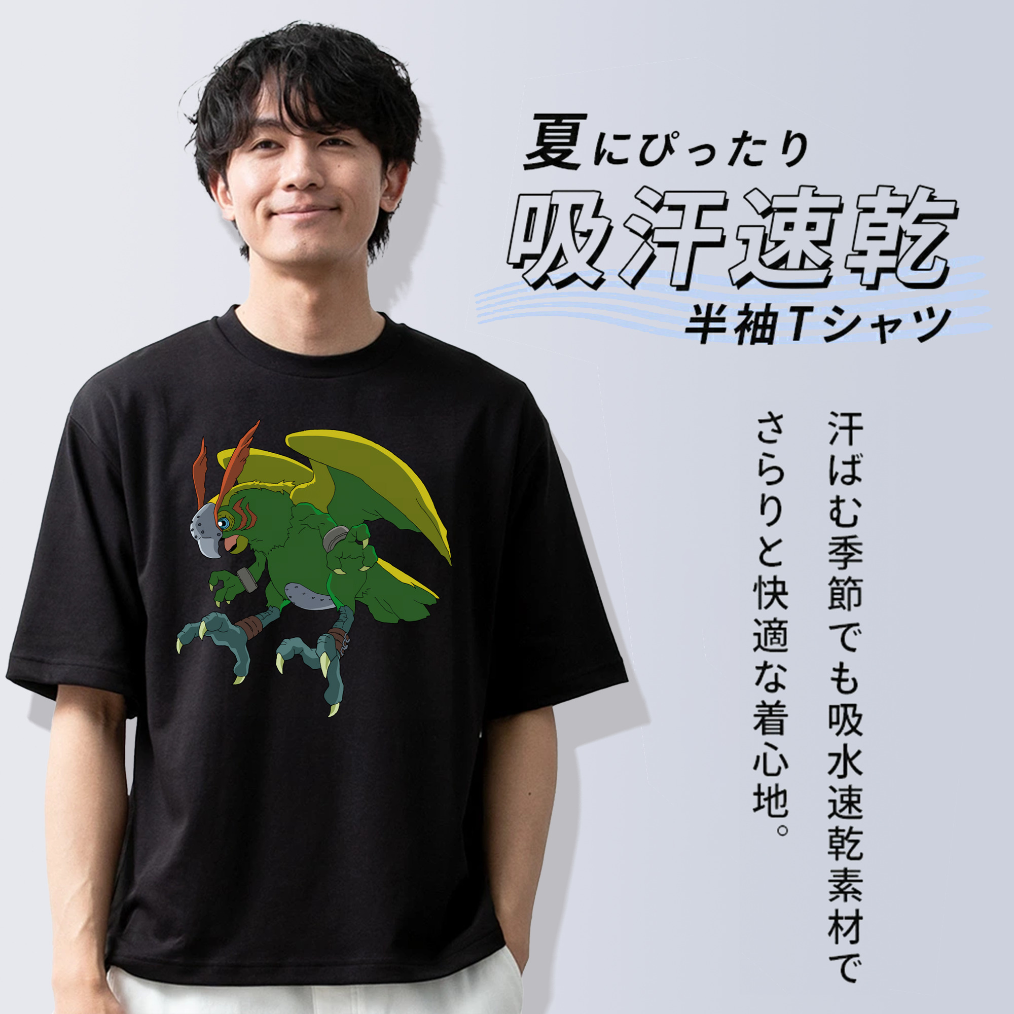 Digimon デジタルモンスター/デジモン 綿100％ メンズ半袖Tシャツ｜肌触りやわらか＆通気性