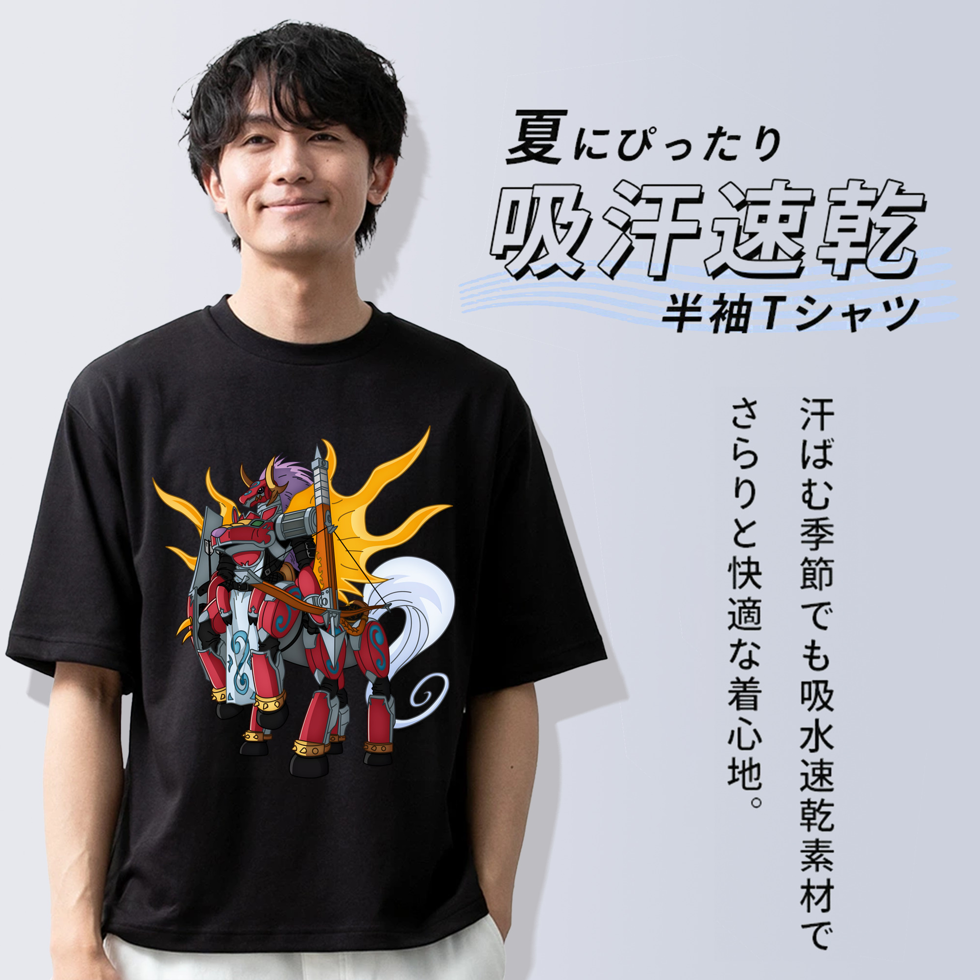 Digimon デジタルモンスター/デジモン 綿100％ メンズ半袖Tシャツ｜肌触りやわらか＆通気性