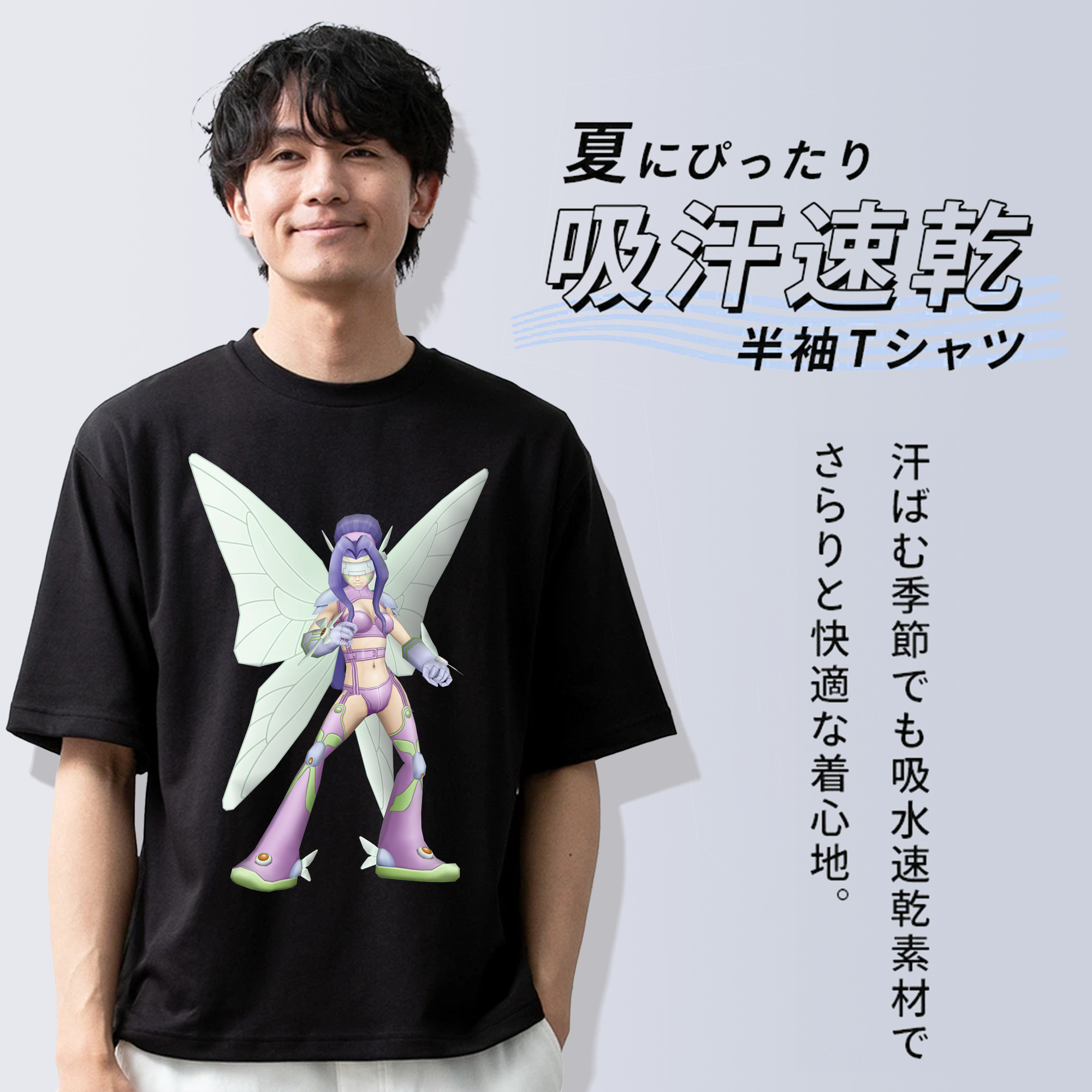 Digimon デジタルモンスター/デジモン 綿100％ メンズ半袖Tシャツ｜肌触りやわらか＆通気性