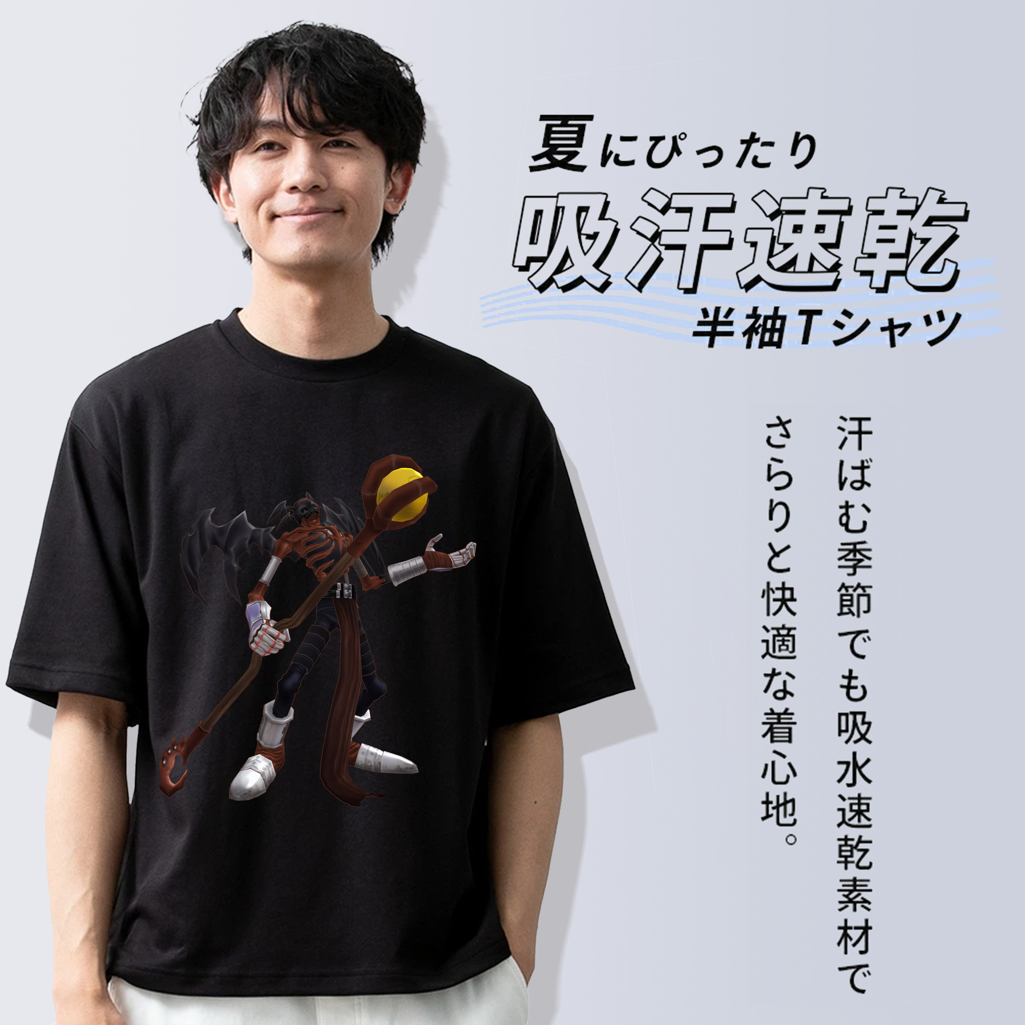 Digimon デジタルモンスター/デジモン 綿100％ メンズ半袖Tシャツ｜肌触りやわらか＆通気性