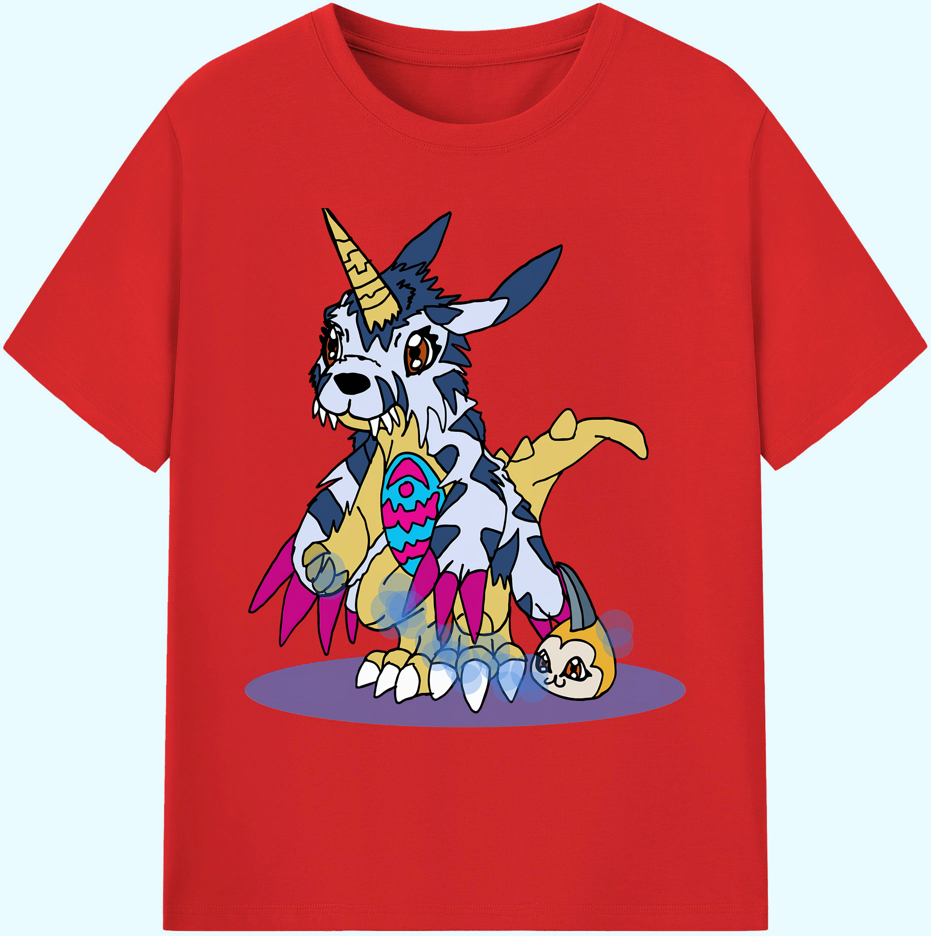 （画像用） Digimon デジタルモンスター/デジモン 綿100％ メンズ半袖Tシャツ｜肌触りやわらか＆通気性