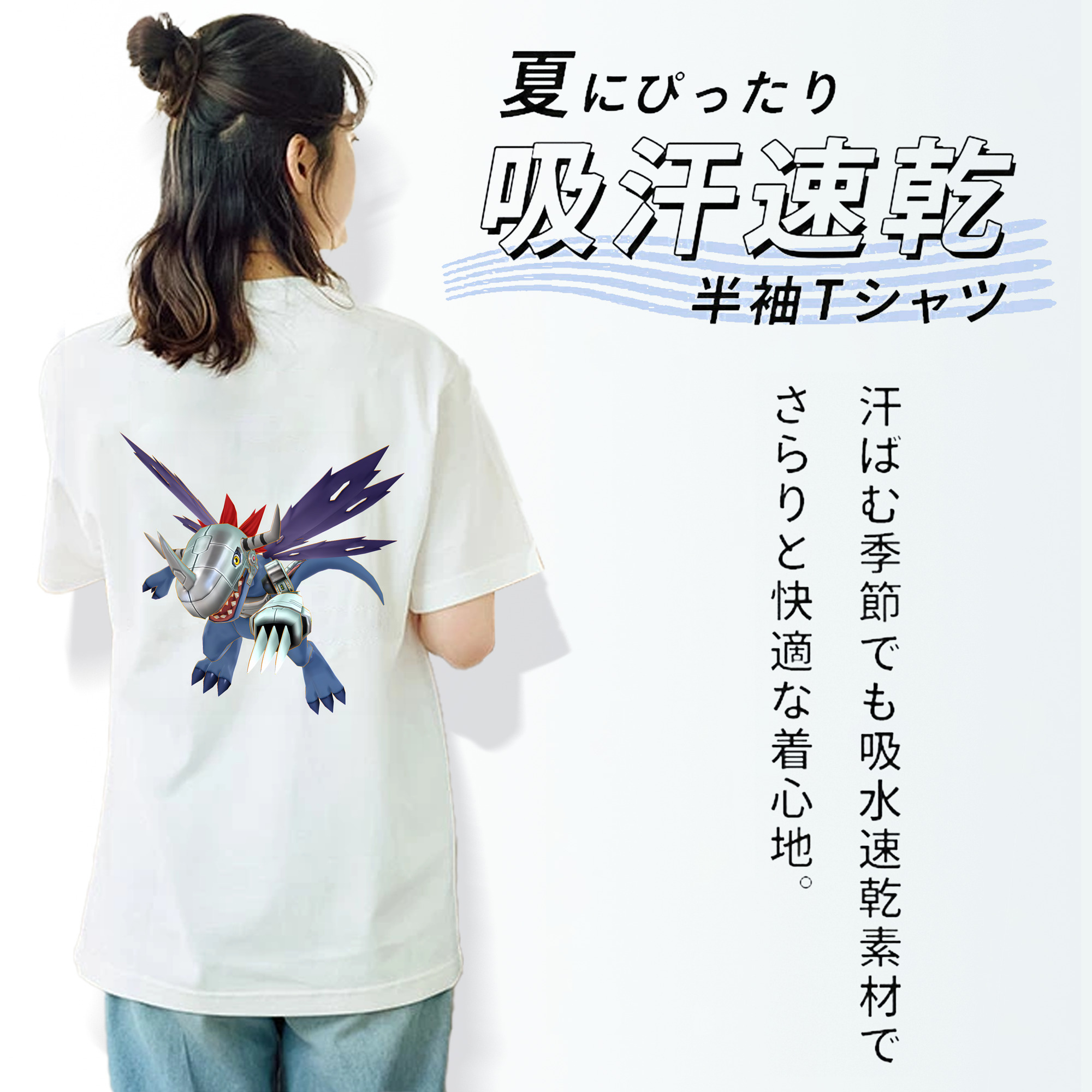 Digimon デジタルモンスター/デジモン レディース半袖Tシャツ(バックプリント)