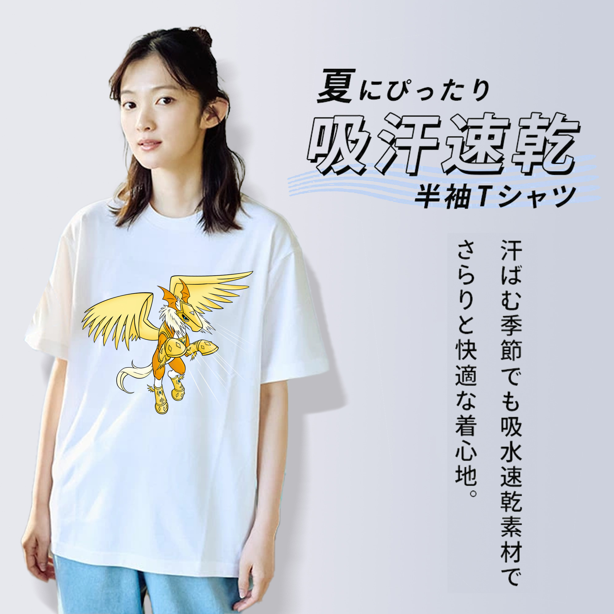Digimon デジタルモンスター/デジモン レディースカジュアルプリントTシャツ（綿100％）