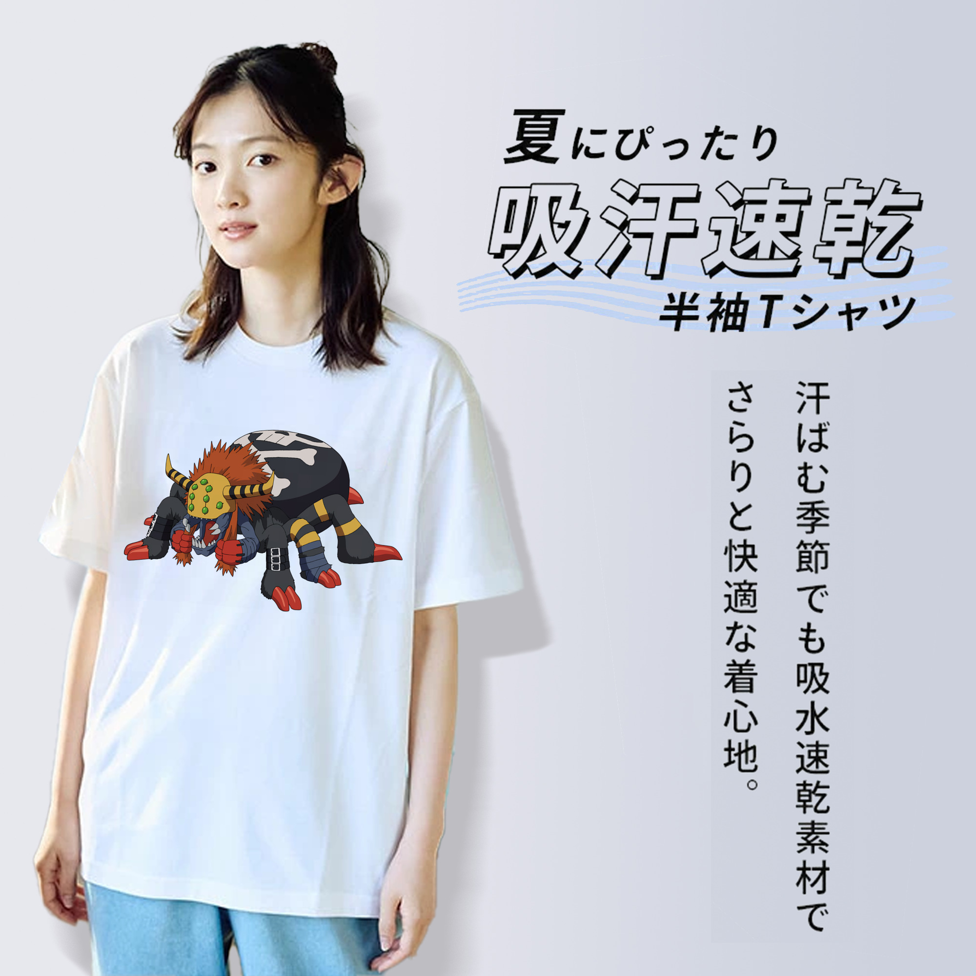 Digimon デジタルモンスター/デジモン レディースカジュアルプリントTシャツ（綿100％）