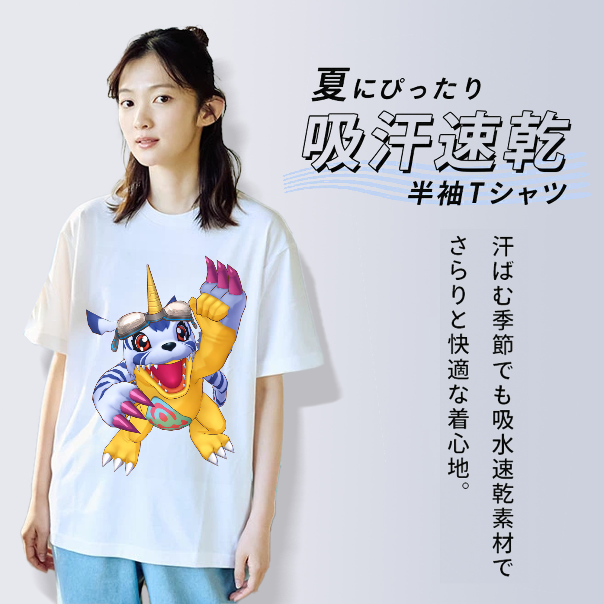 Digimon デジタルモンスター/デジモン レディースカジュアルプリントTシャツ（綿100％）