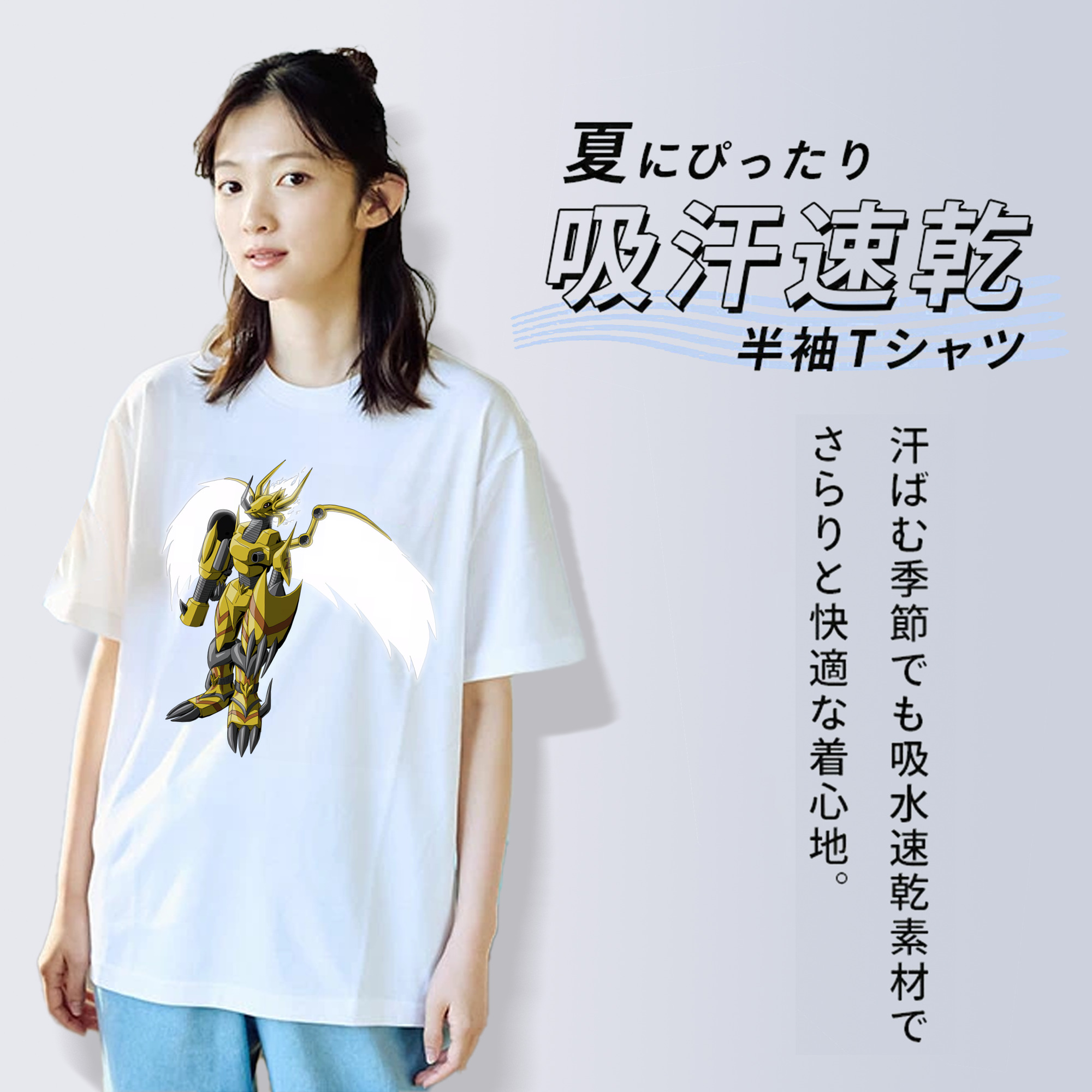 Digimon デジタルモンスター/デジモン レディースカジュアルプリントTシャツ（綿100％）