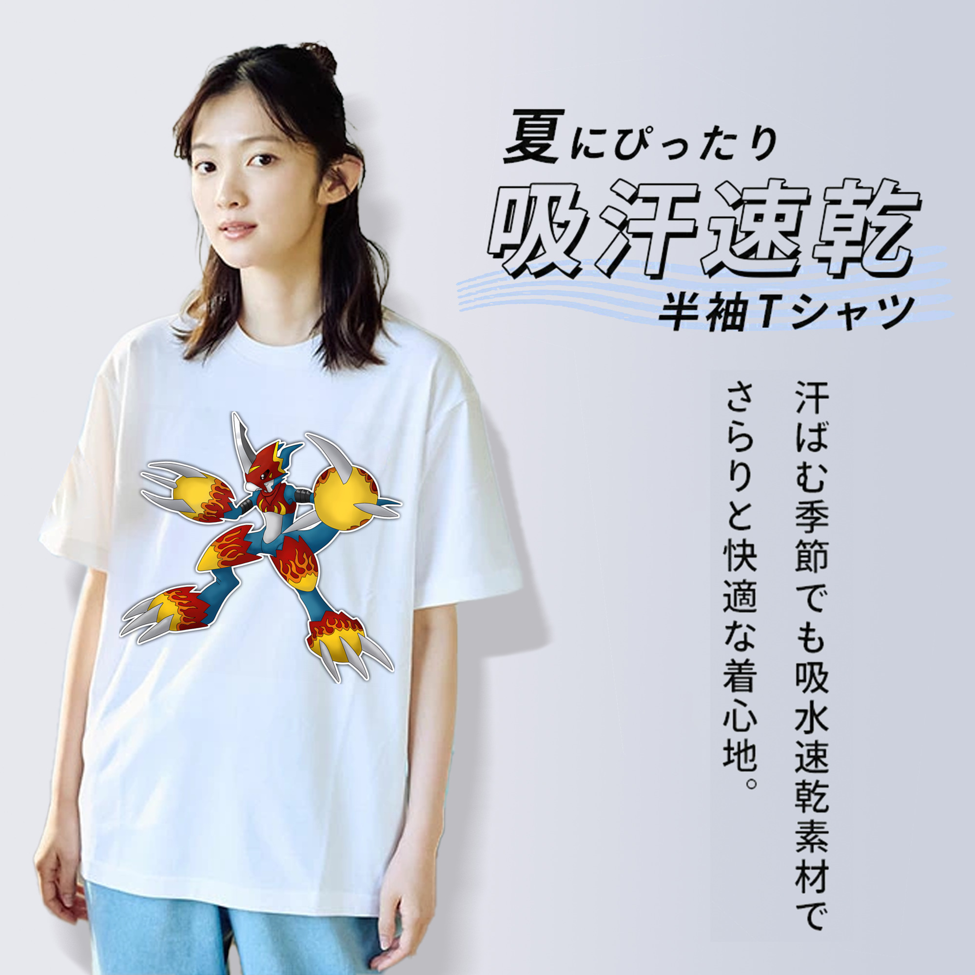 Digimon デジタルモンスター/デジモン レディースカジュアルプリントTシャツ（綿100％）