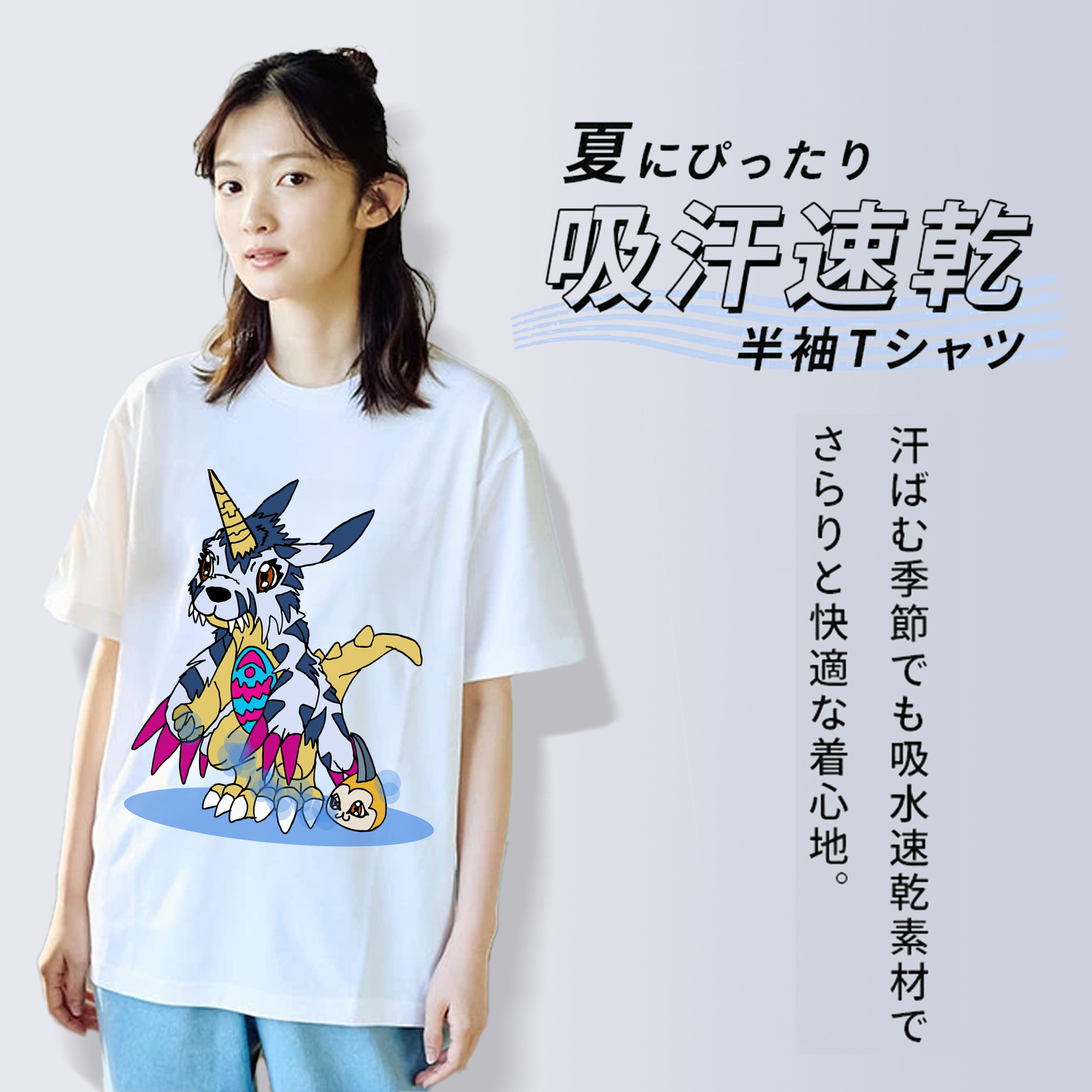 Digimon デジタルモンスター/デジモン レディースカジュアルプリントTシャツ（綿100％）