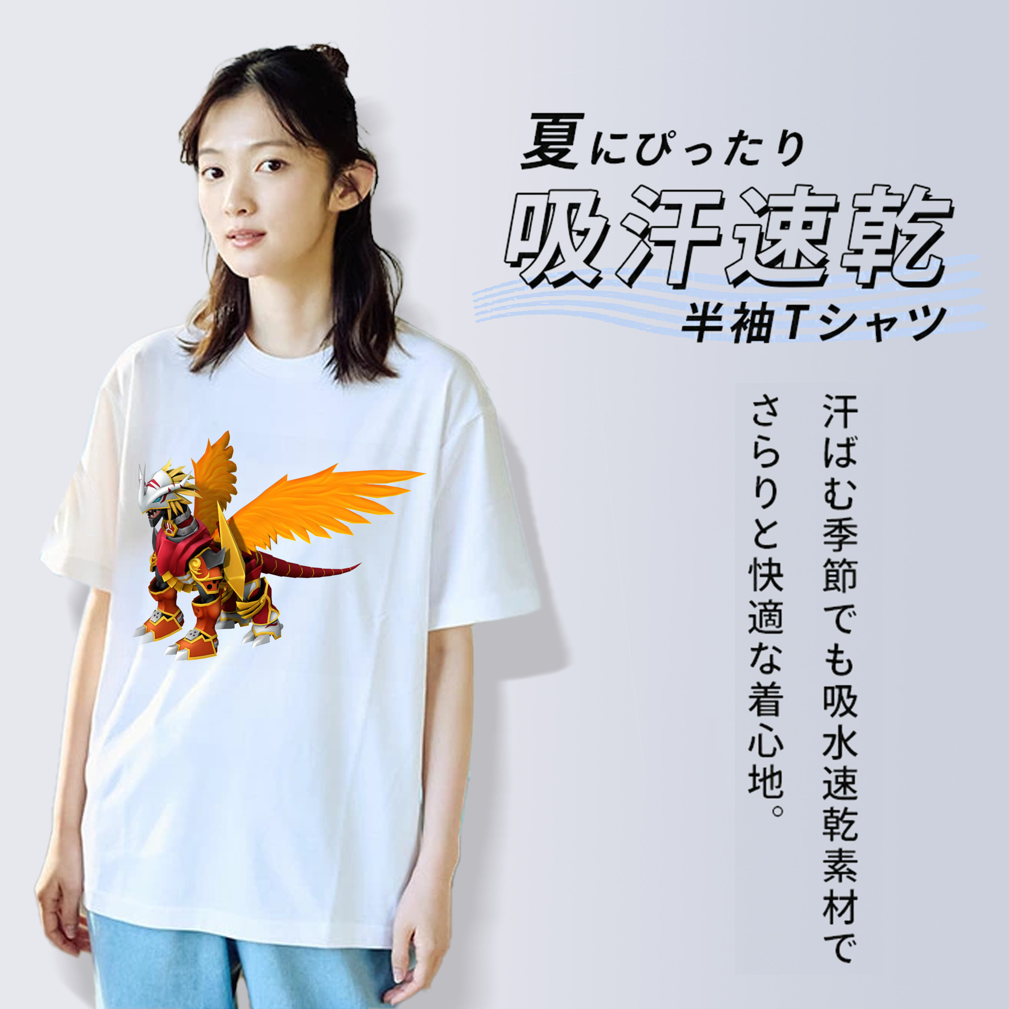 Digimon デジタルモンスター/デジモン レディースカジュアルプリントTシャツ（綿100％）