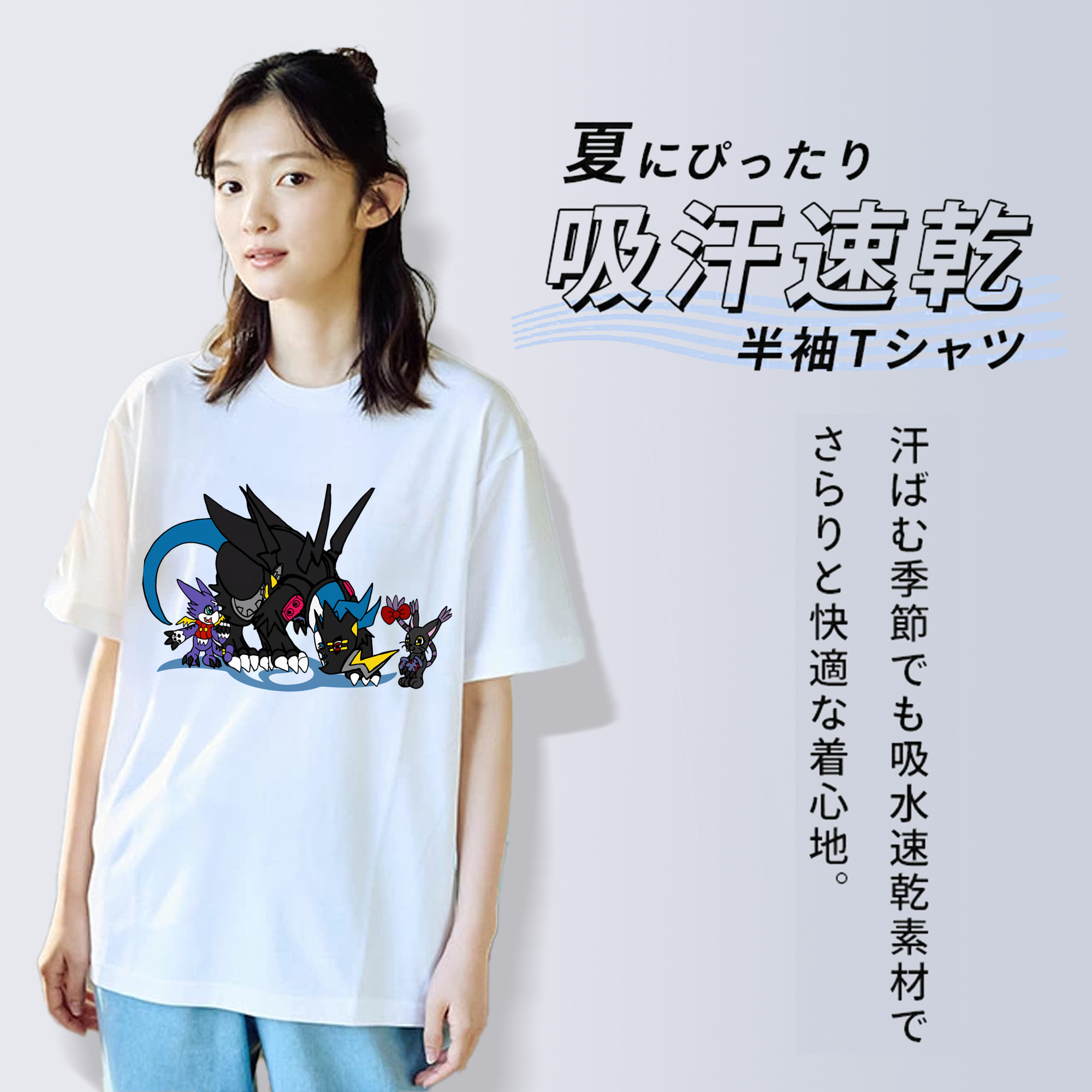Digimon デジタルモンスター/デジモン レディースカジュアルプリントTシャツ（綿100％）