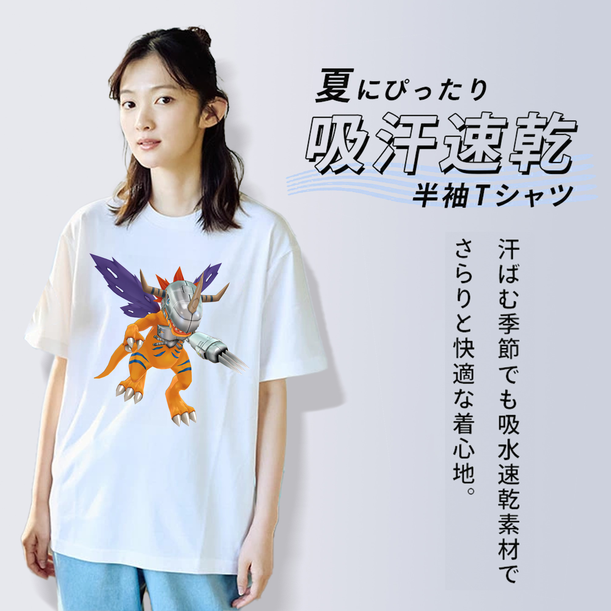Digimon デジタルモンスター/デジモン レディースカジュアルプリントTシャツ（綿100％）