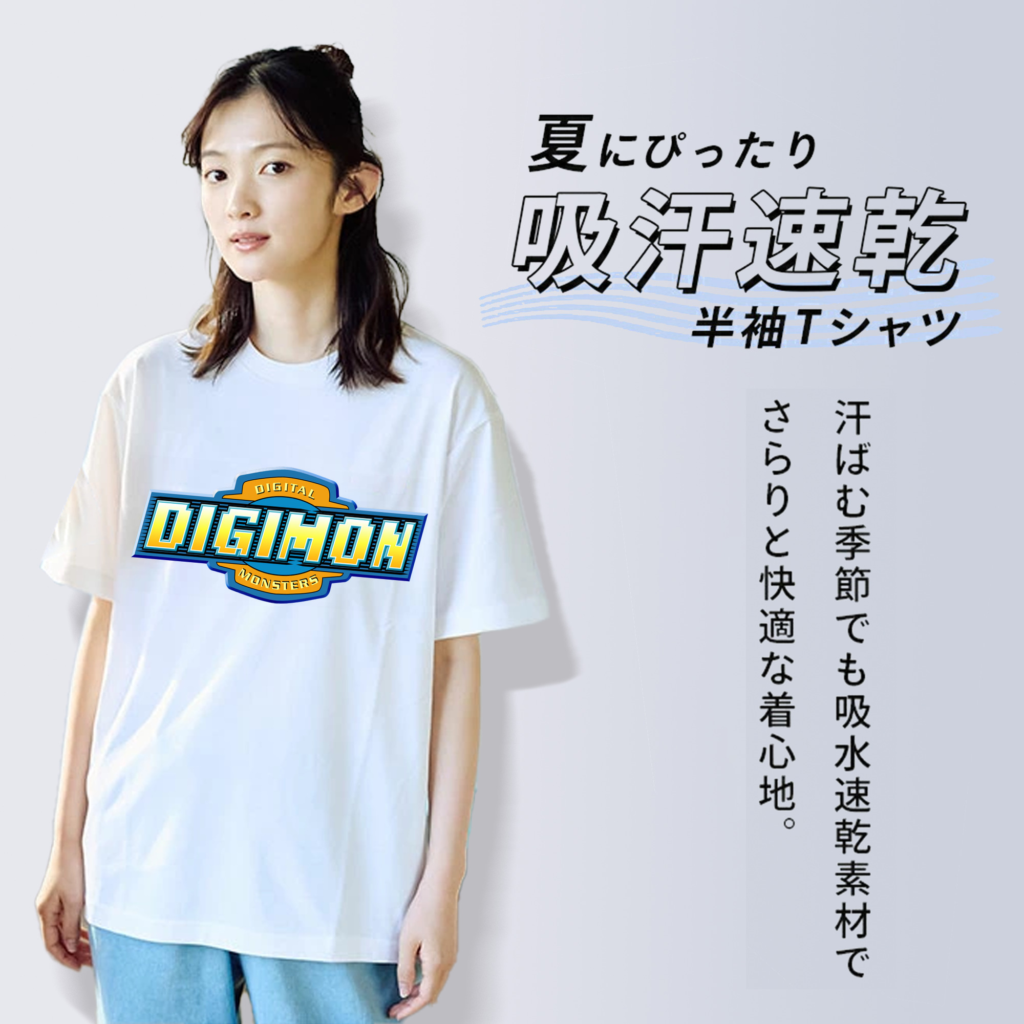 Digimon デジタルモンスター/デジモン レディースカジュアルプリントTシャツ（綿100％）