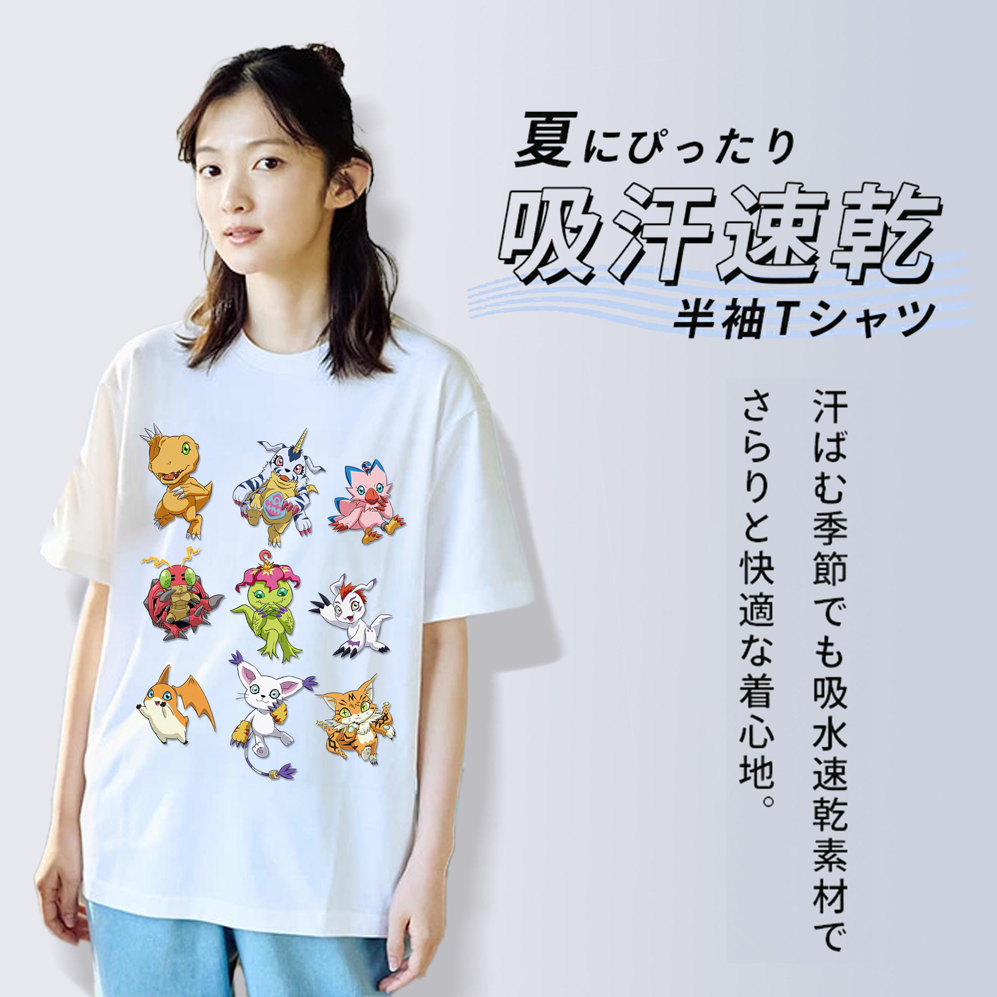 Digimon デジタルモンスター/デジモン レディースカジュアルプリントTシャツ（綿100％）