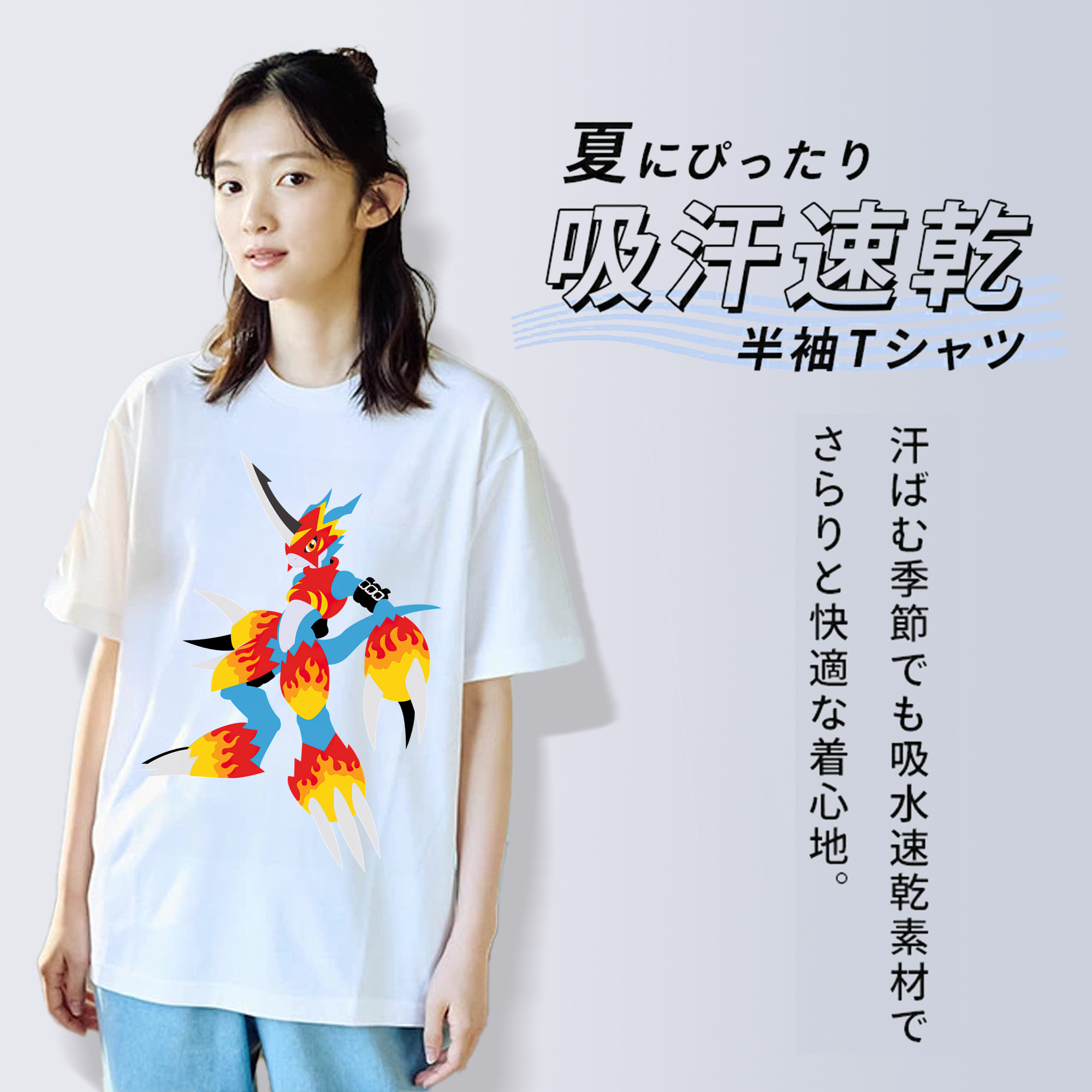 Digimon デジタルモンスター/デジモン レディースカジュアルプリントTシャツ（綿100％）