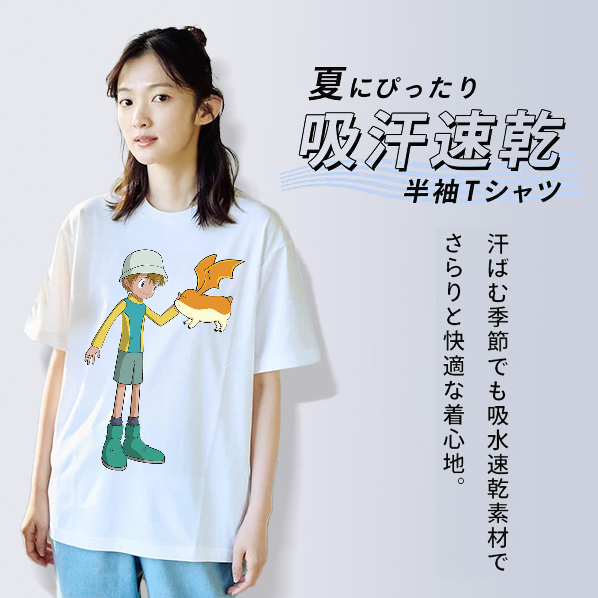 Digimon デジタルモンスター/デジモン レディースカジュアルプリントTシャツ（綿100％）