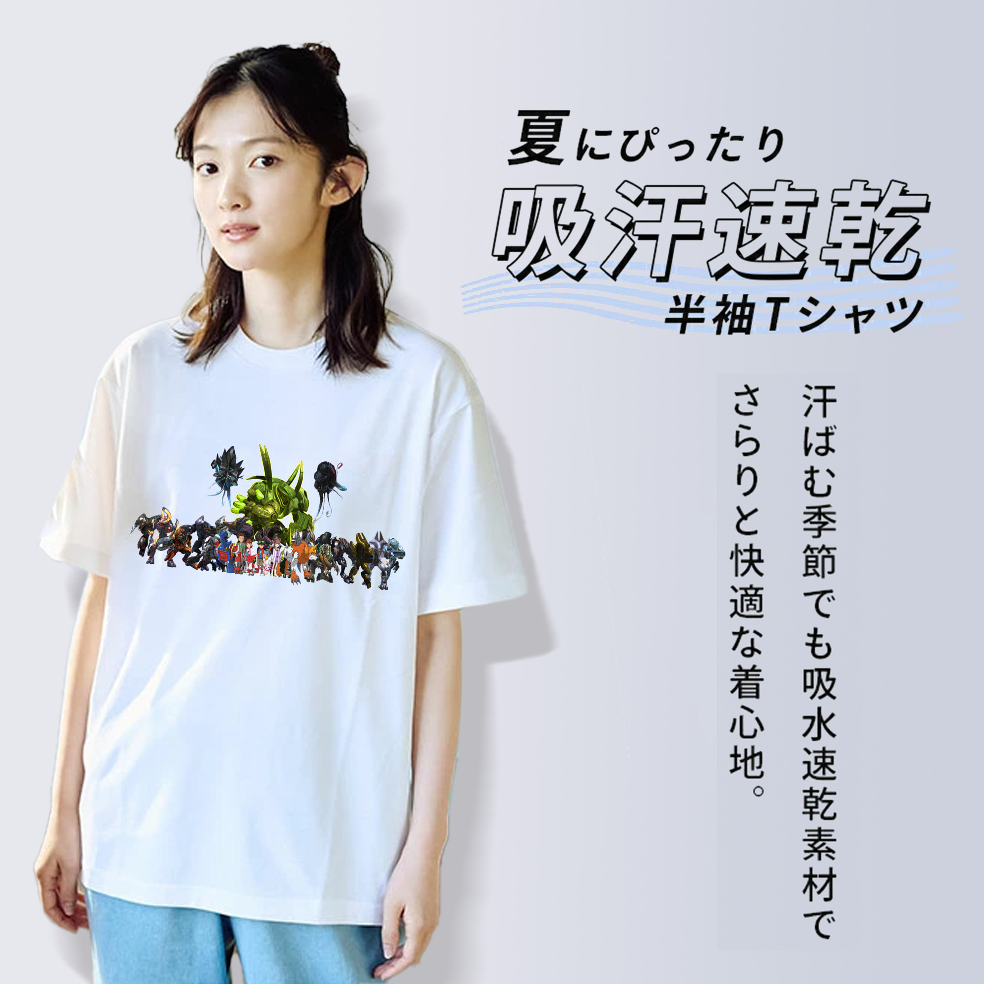 Digimon デジタルモンスター/デジモン レディースカジュアルプリントTシャツ（綿100％）