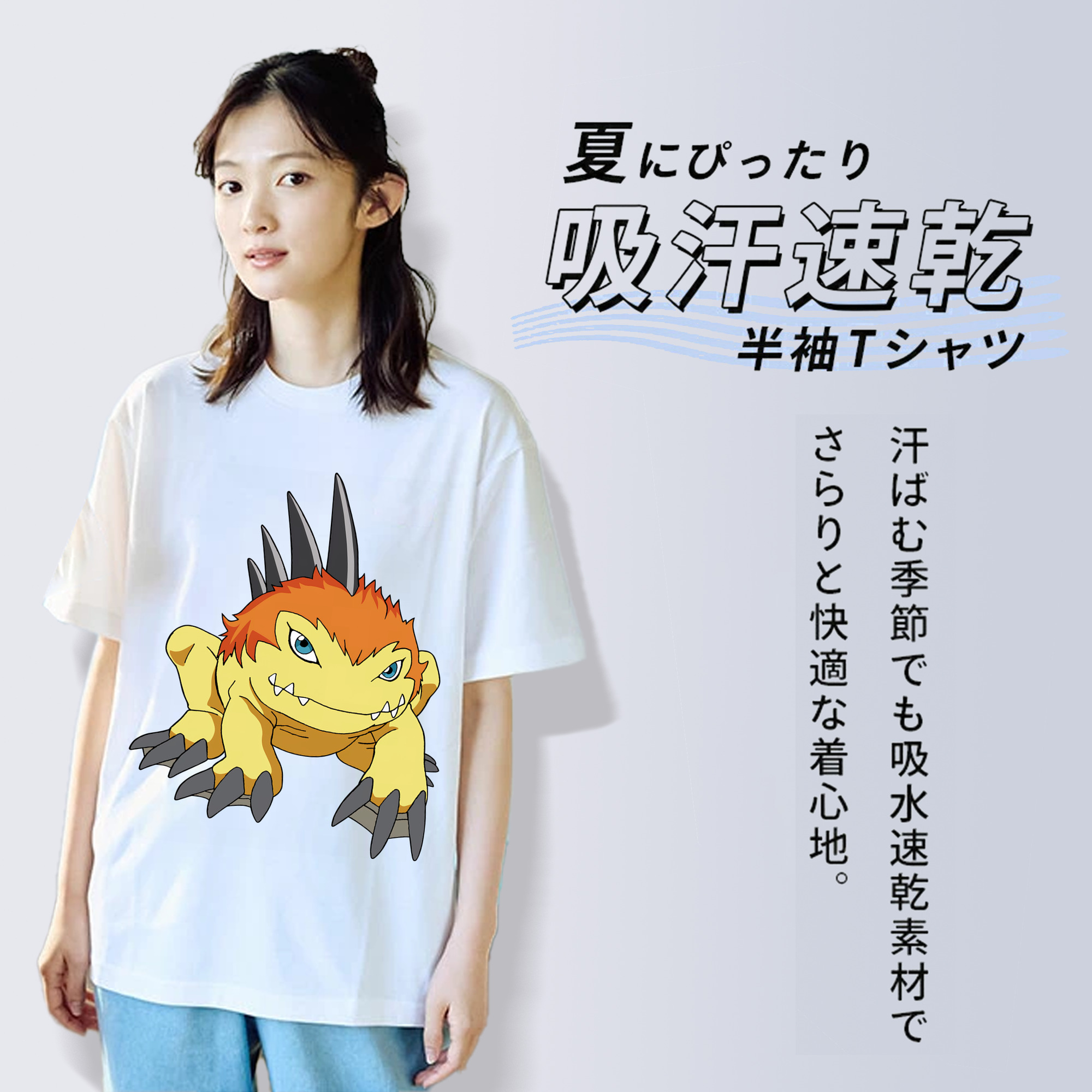 Digimon デジタルモンスター/デジモン レディースカジュアルプリントTシャツ（綿100％）