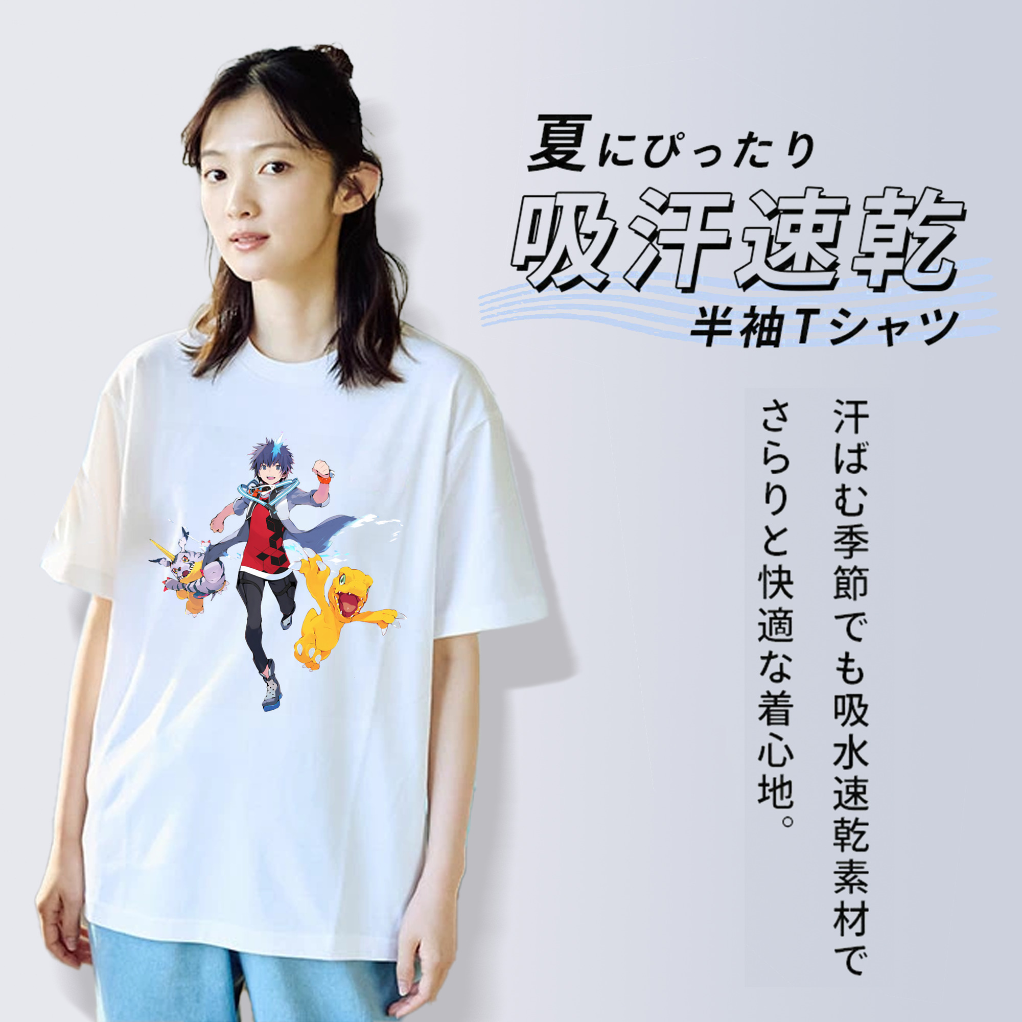 Digimon デジタルモンスター/デジモン レディースカジュアルプリントTシャツ（綿100％）
