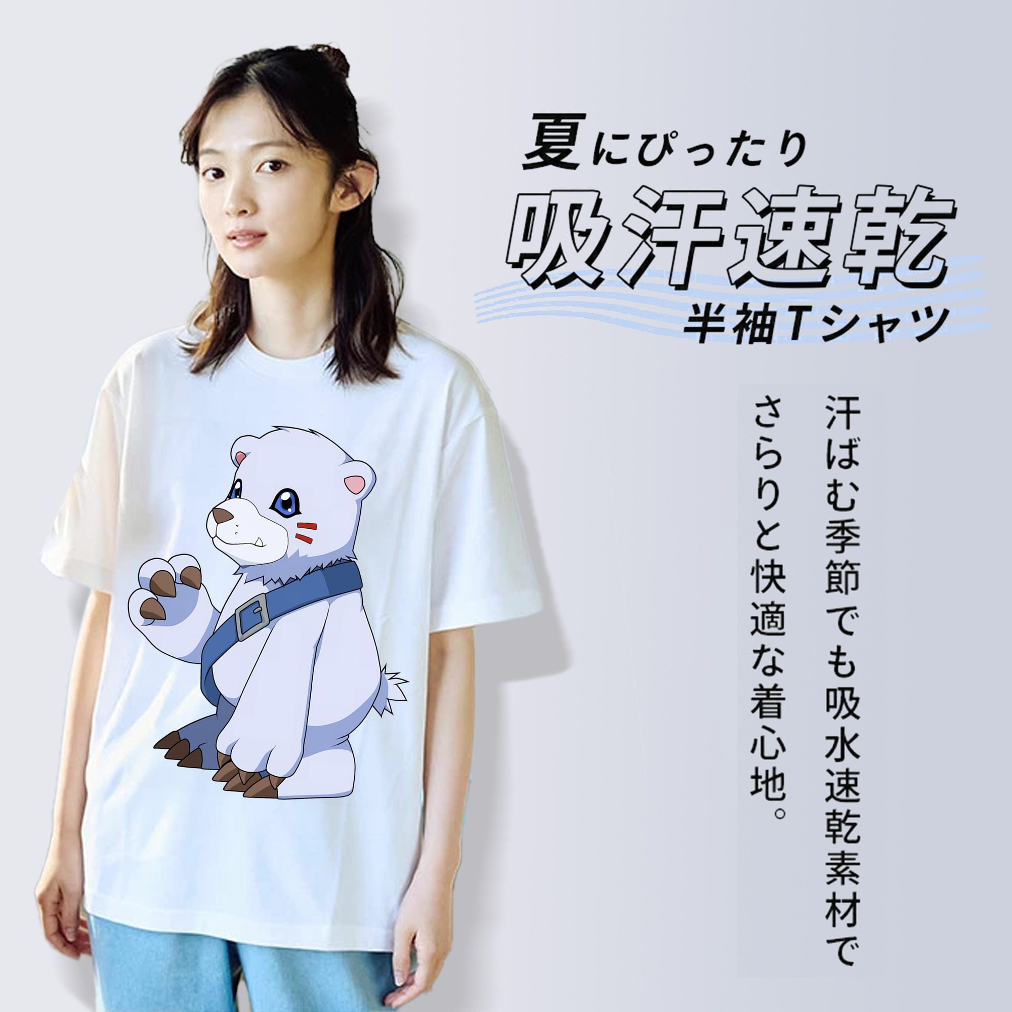 Digimon デジタルモンスター/デジモン レディースカジュアルプリントTシャツ（綿100％）