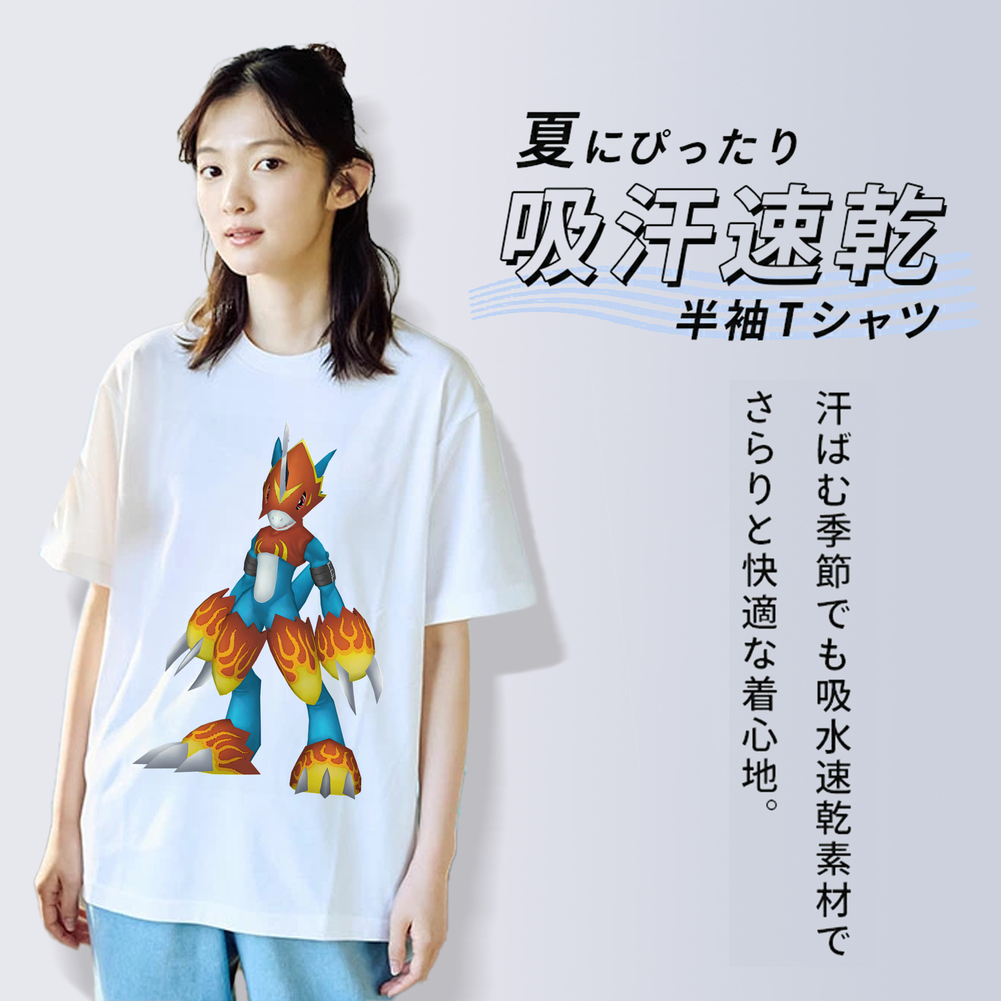 Digimon デジタルモンスター/デジモン レディースカジュアルプリントTシャツ（綿100％）
