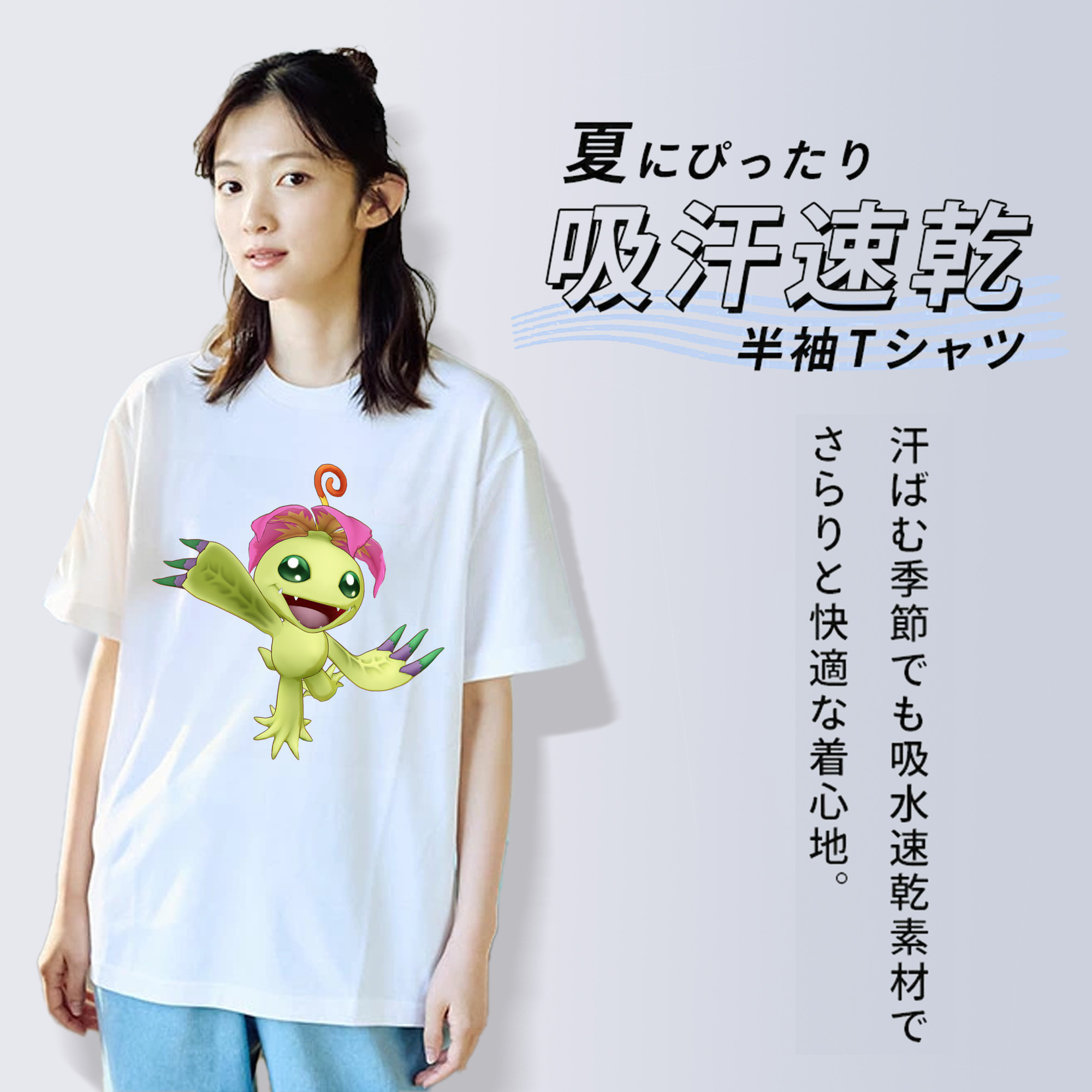 Digimon デジタルモンスター/デジモン レディースカジュアルプリントTシャツ（綿100％）