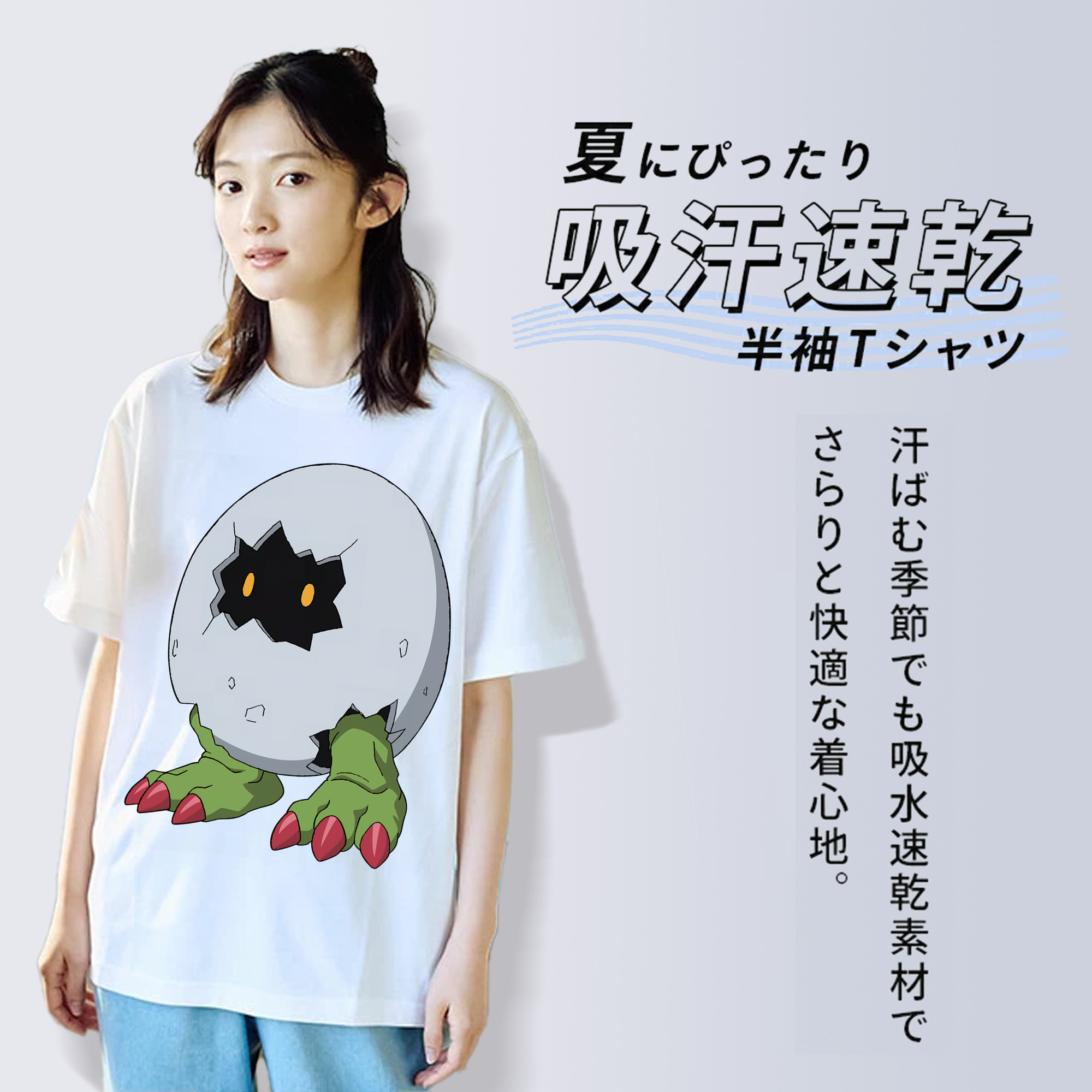 Digimon デジタルモンスター/デジモン レディースカジュアルプリントTシャツ（綿100％）