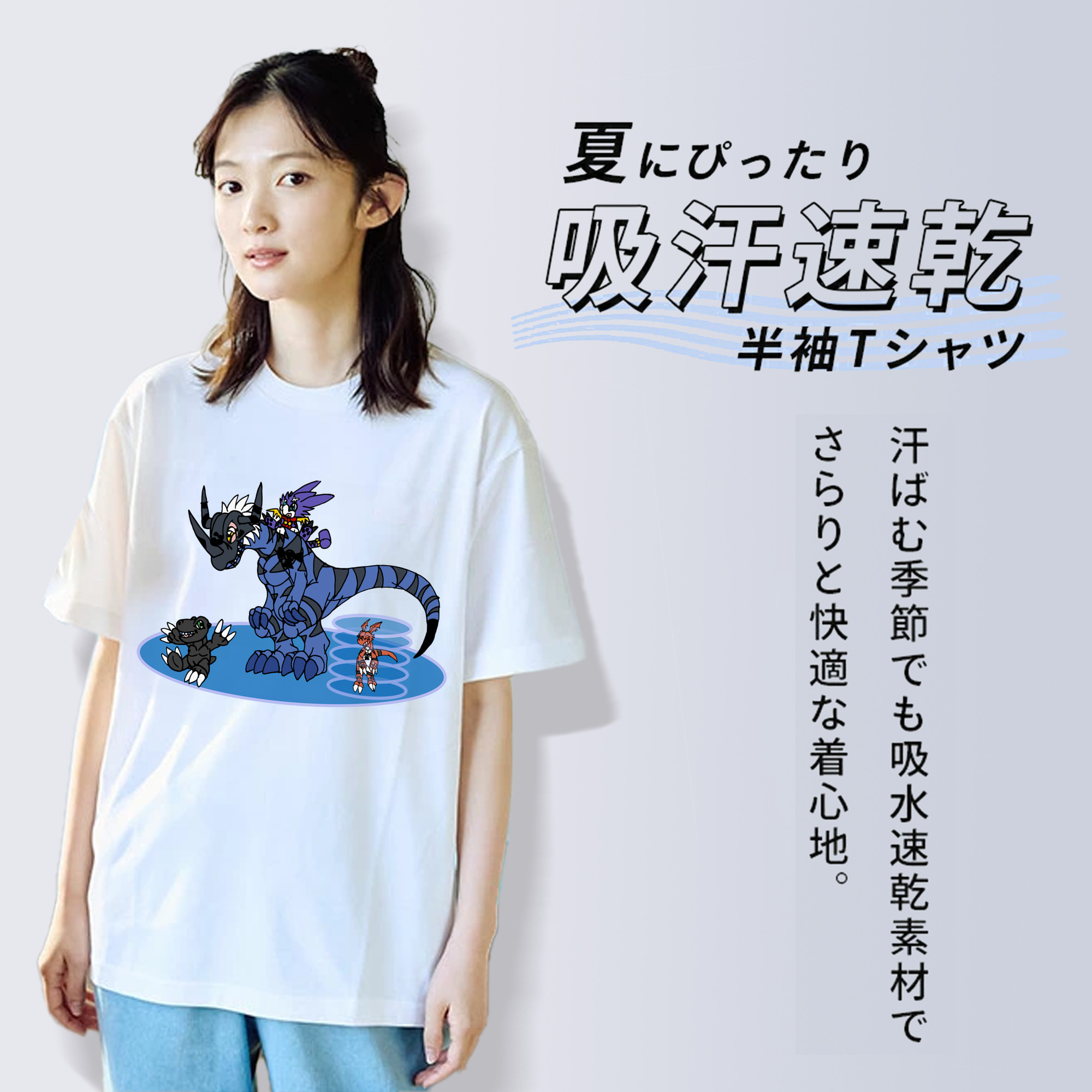 Digimon デジタルモンスター/デジモン レディースカジュアルプリントTシャツ（綿100％）
