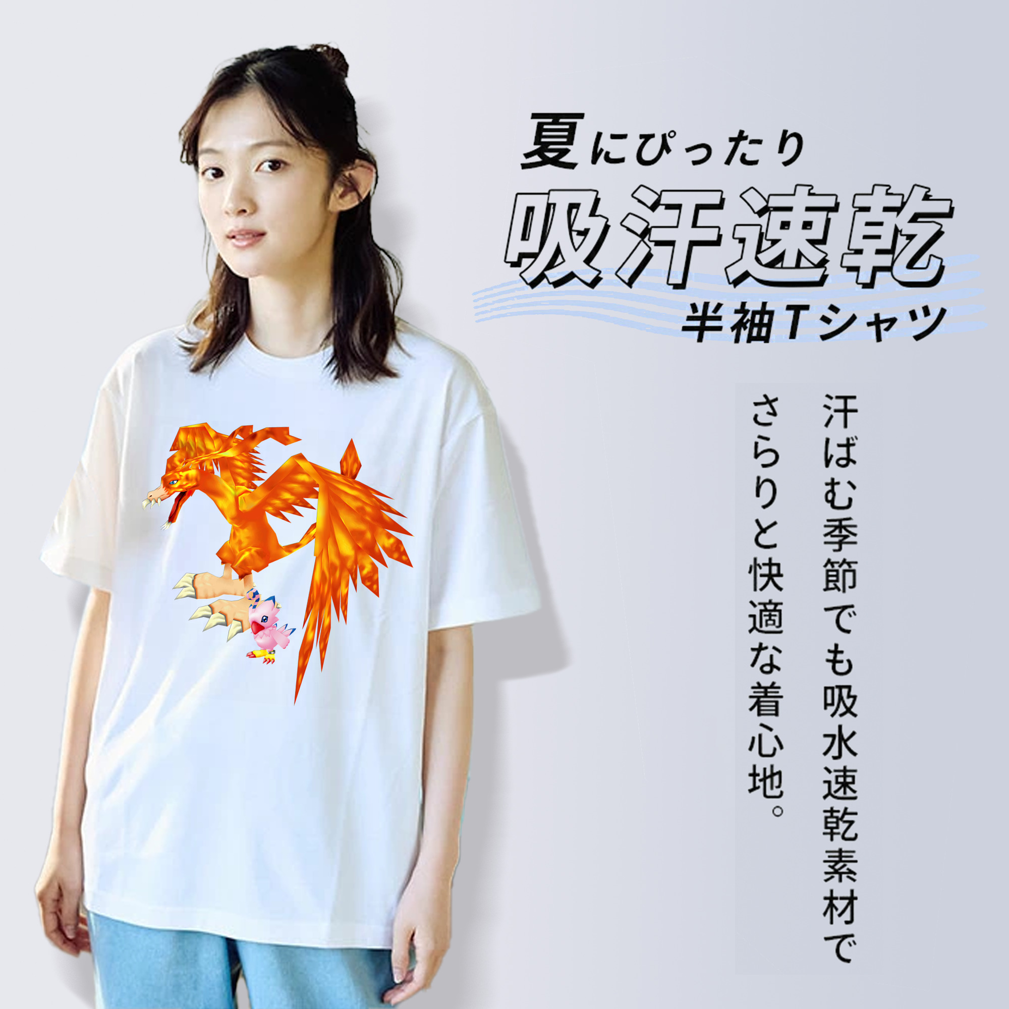 Digimon デジタルモンスター/デジモン レディースカジュアルプリントTシャツ（綿100％）