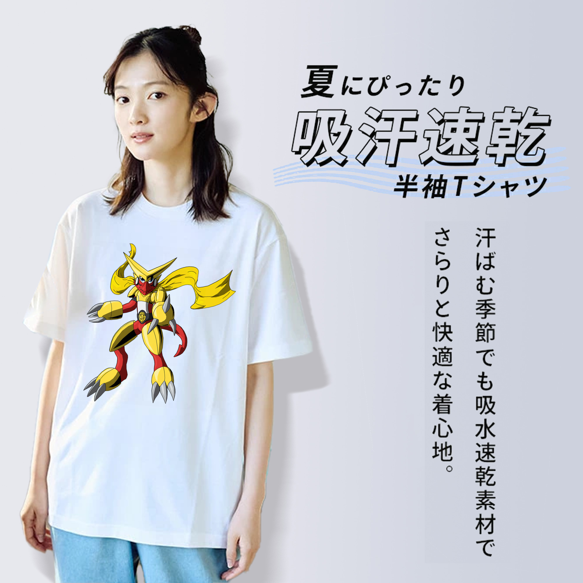 Digimon デジタルモンスター/デジモン レディースカジュアルプリントTシャツ（綿100％）