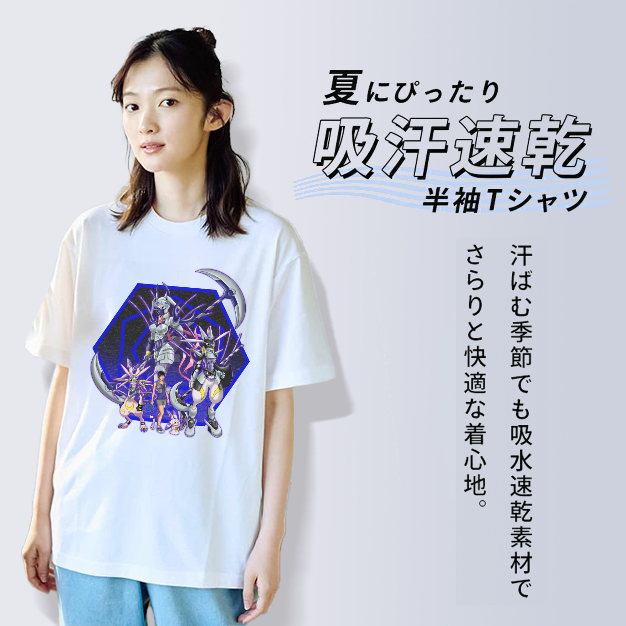Digimon デジタルモンスター/デジモン レディースカジュアルプリントTシャツ（綿100％）