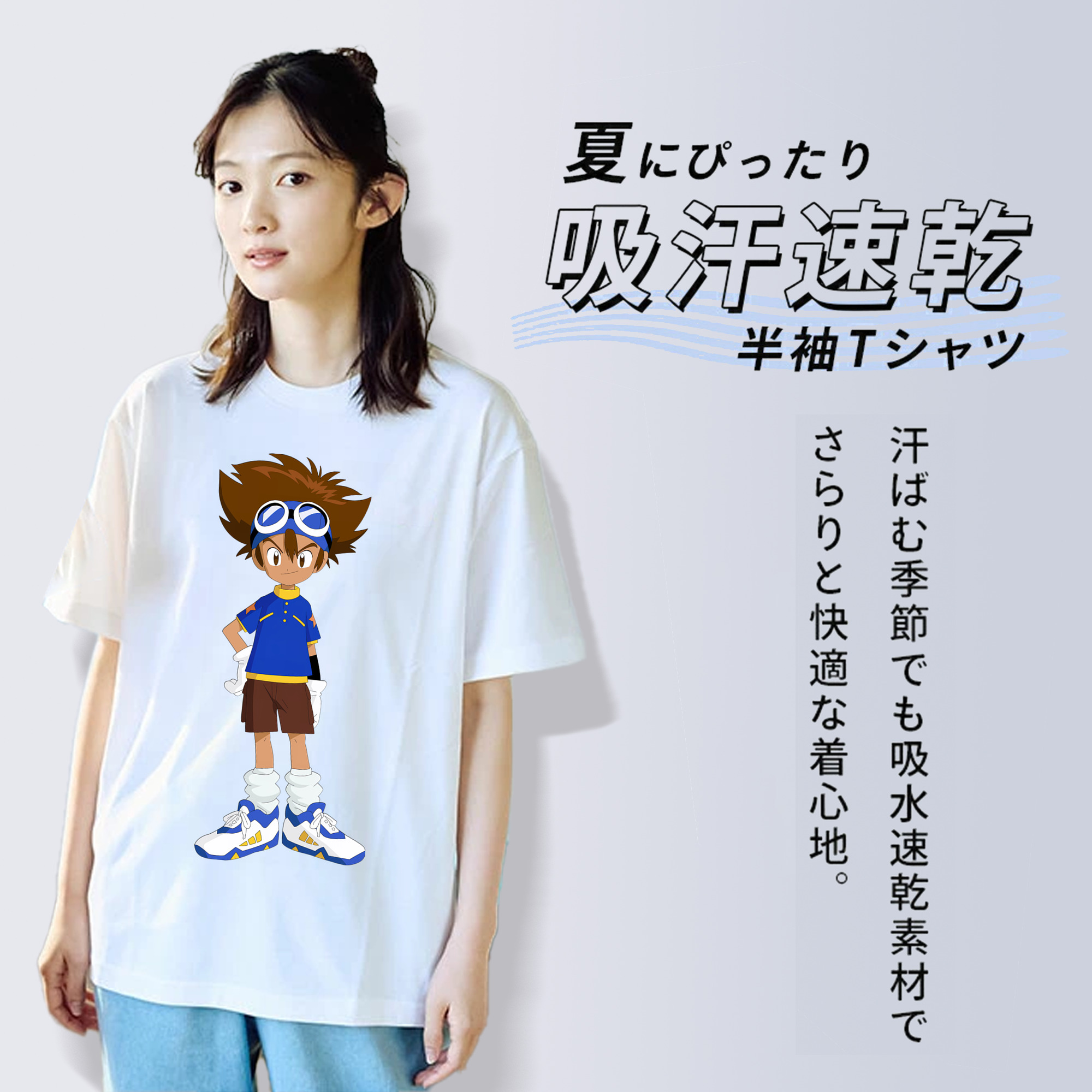 Digimon デジタルモンスター/デジモン レディースカジュアルプリントTシャツ（綿100％）