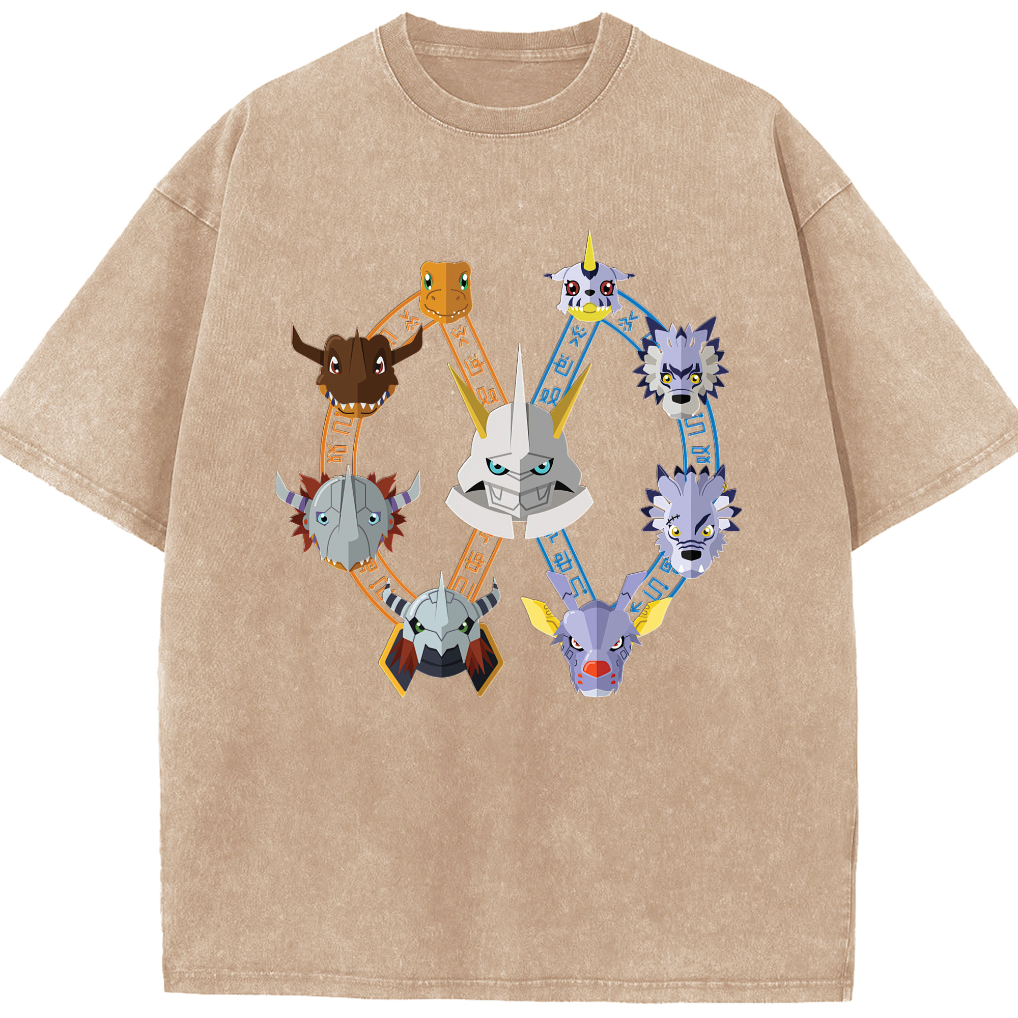 （画像用） Digimon デジタルモンスター/デジモン 綿100% ヴィンテージ風 半袖Tシャツ（フロントプリント）