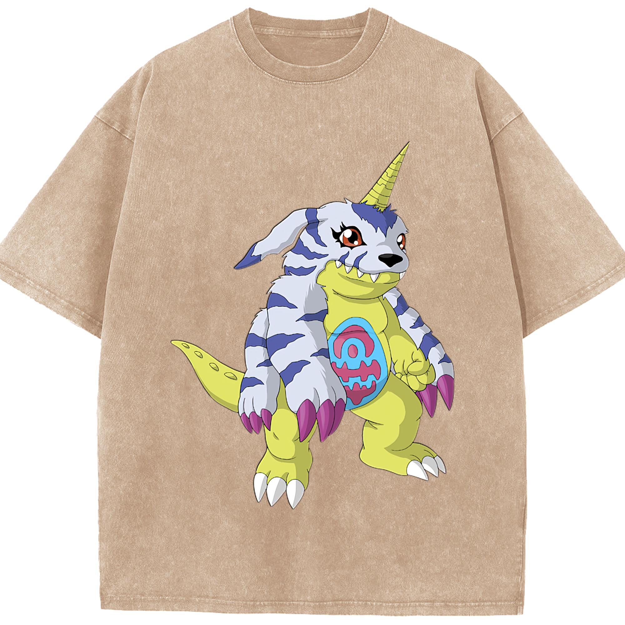 （画像用） Digimon デジタルモンスター/デジモン 綿100% ヴィンテージ風 半袖Tシャツ（フロントプリント）