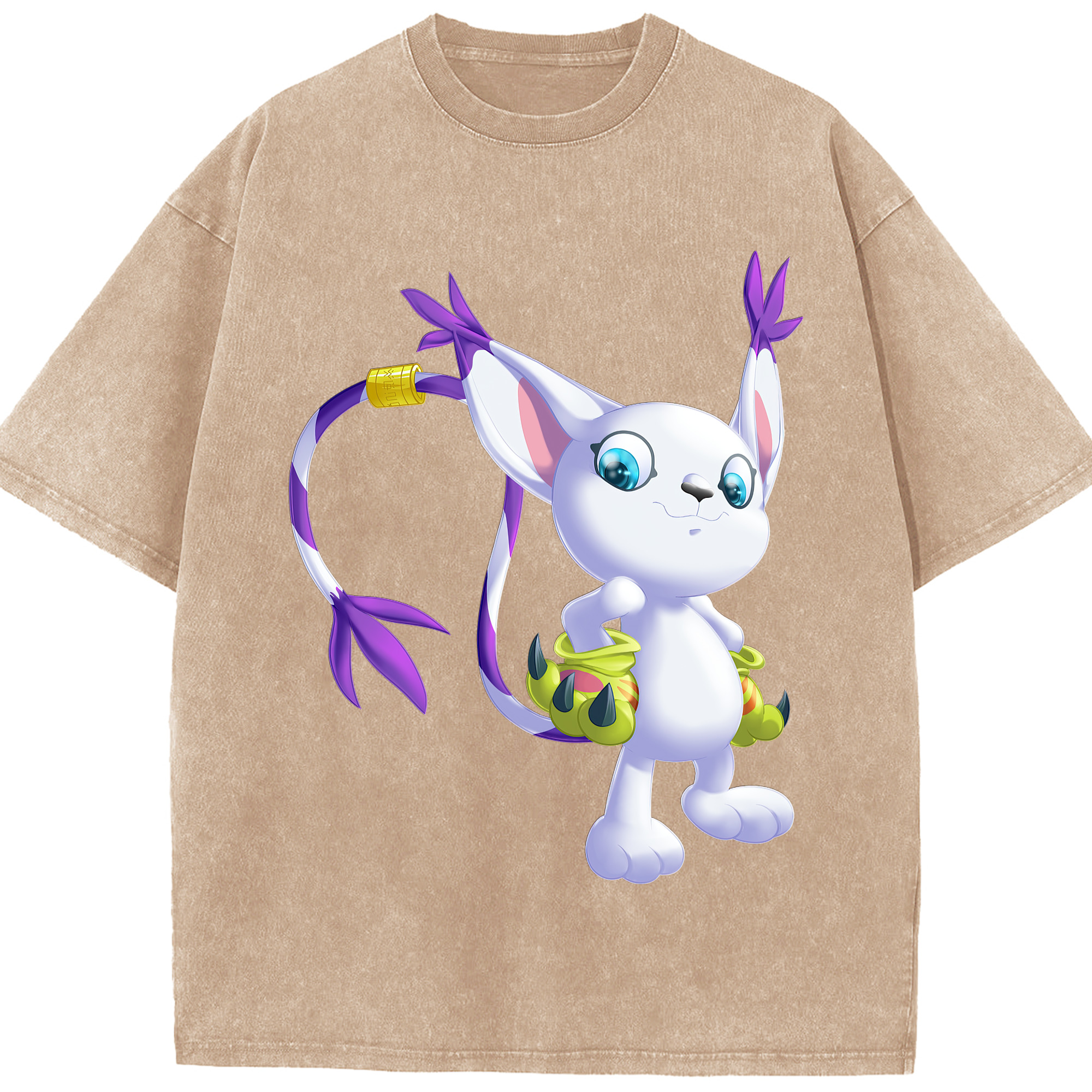（画像用） Digimon デジタルモンスター/デジモン 綿100% ヴィンテージ風 半袖Tシャツ（フロントプリント）