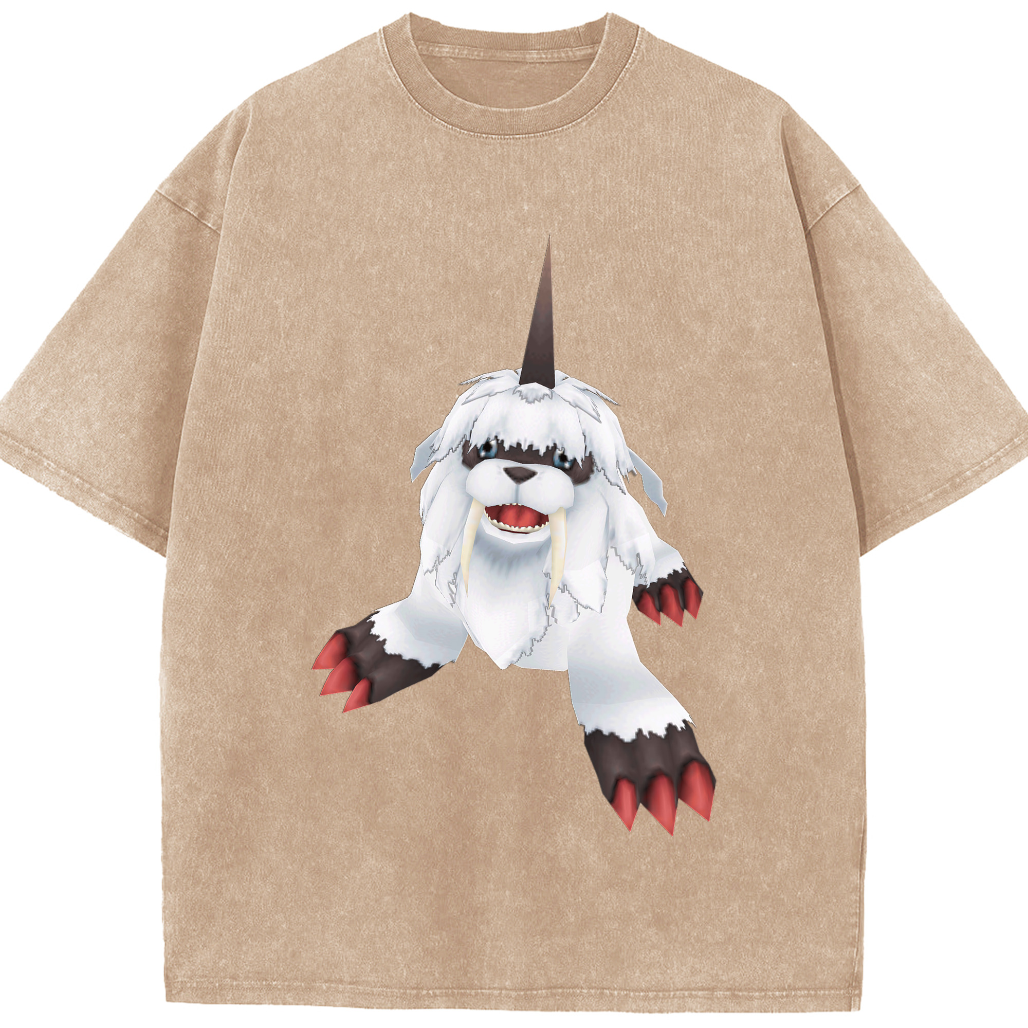 （画像用） Digimon デジタルモンスター/デジモン 綿100% ヴィンテージ風 半袖Tシャツ（フロントプリント）