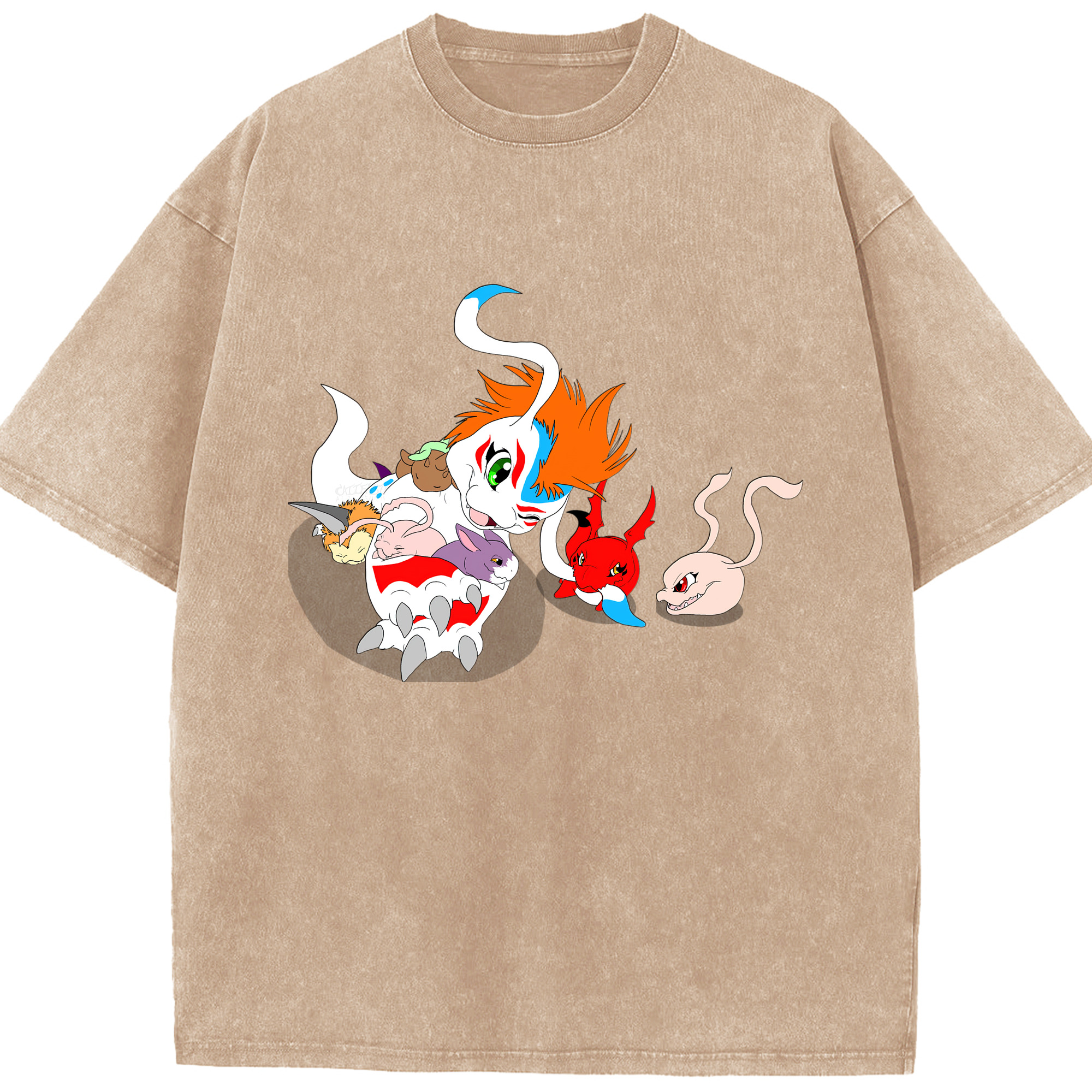 （画像用） Digimon デジタルモンスター/デジモン 綿100% ヴィンテージ風 半袖Tシャツ（フロントプリント）