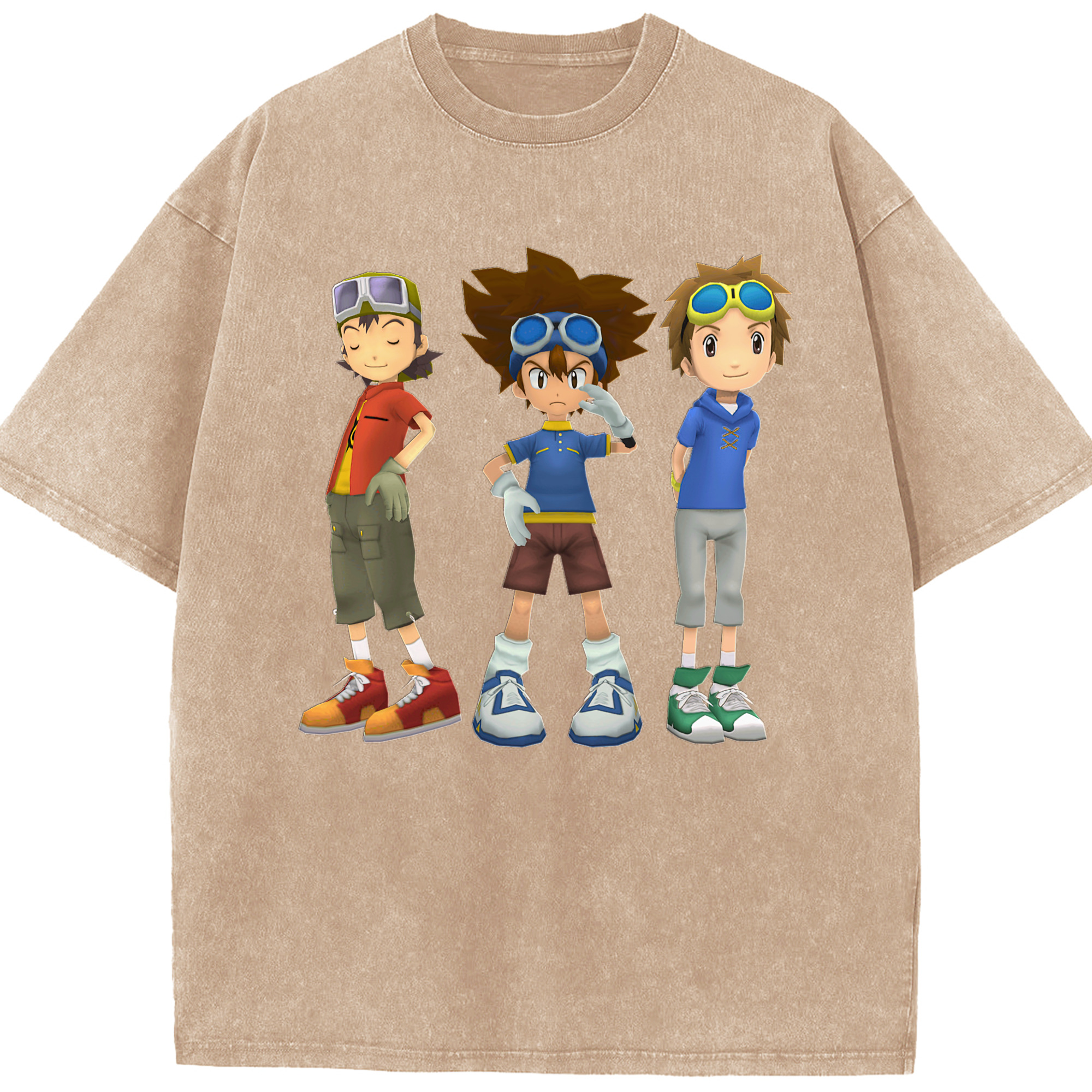 （画像用） Digimon デジタルモンスター/デジモン 綿100% ヴィンテージ風 半袖Tシャツ（フロントプリント）