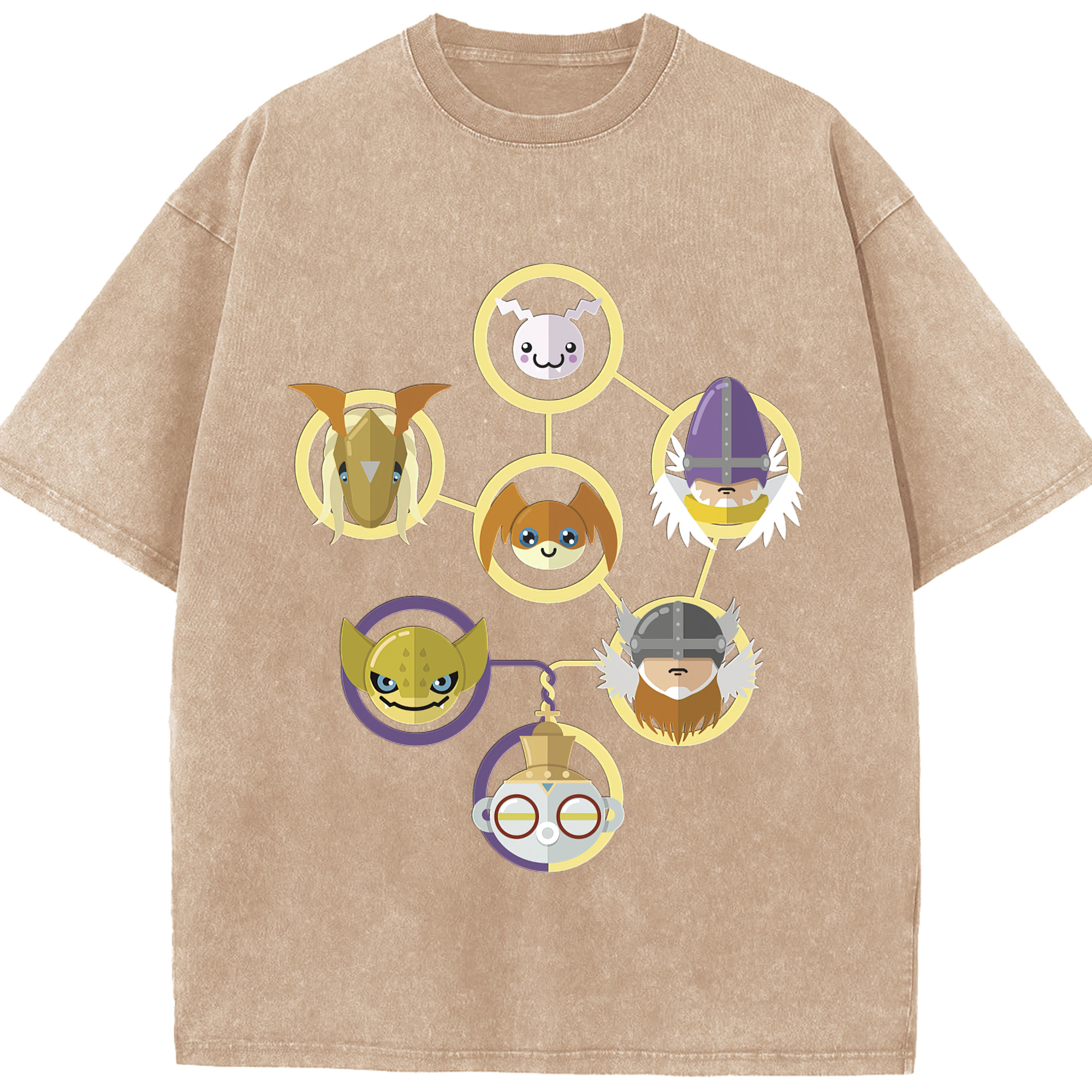 （画像用） Digimon デジタルモンスター/デジモン 綿100% ヴィンテージ風 半袖Tシャツ（フロントプリント）