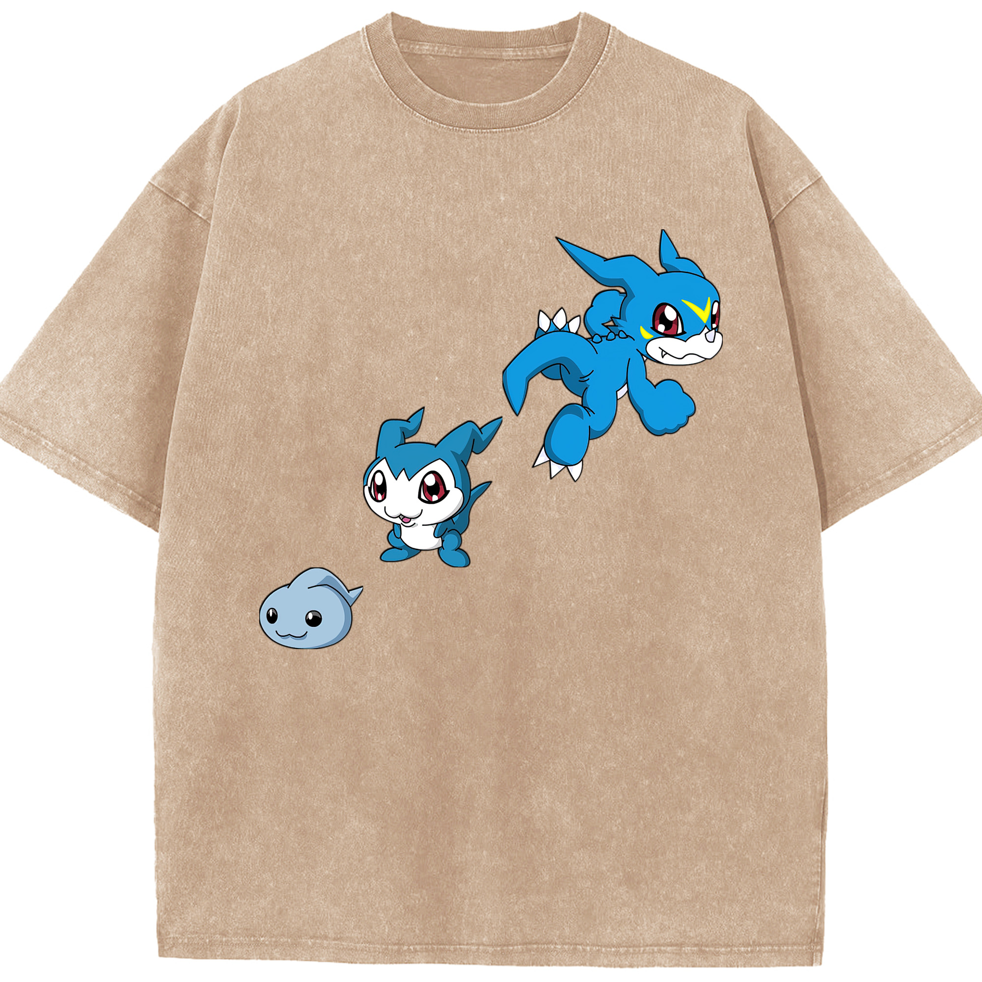 （画像用） Digimon デジタルモンスター/デジモン 綿100% ヴィンテージ風 半袖Tシャツ（フロントプリント）