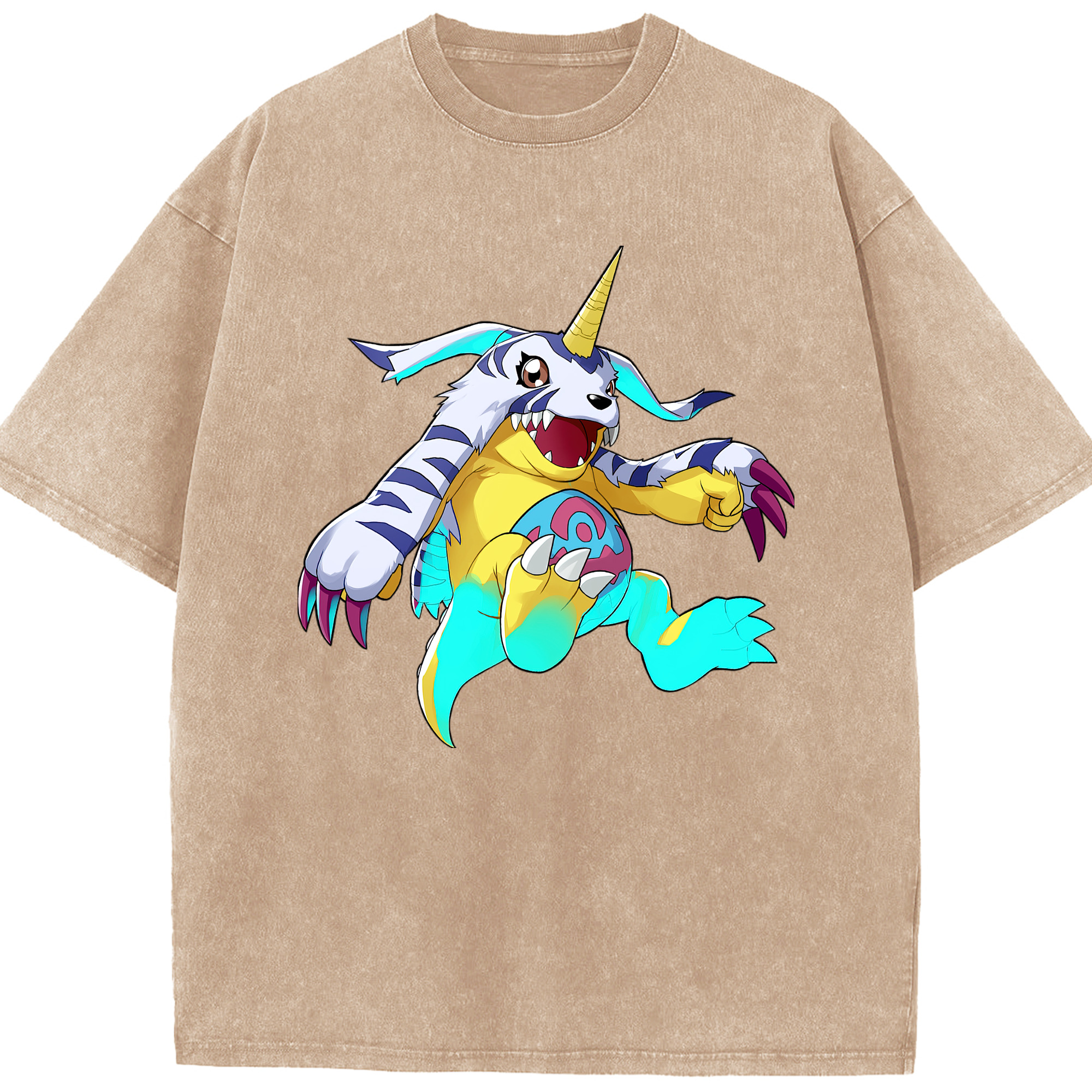 （画像用） Digimon デジタルモンスター/デジモン 綿100% ヴィンテージ風 半袖Tシャツ（フロントプリント）