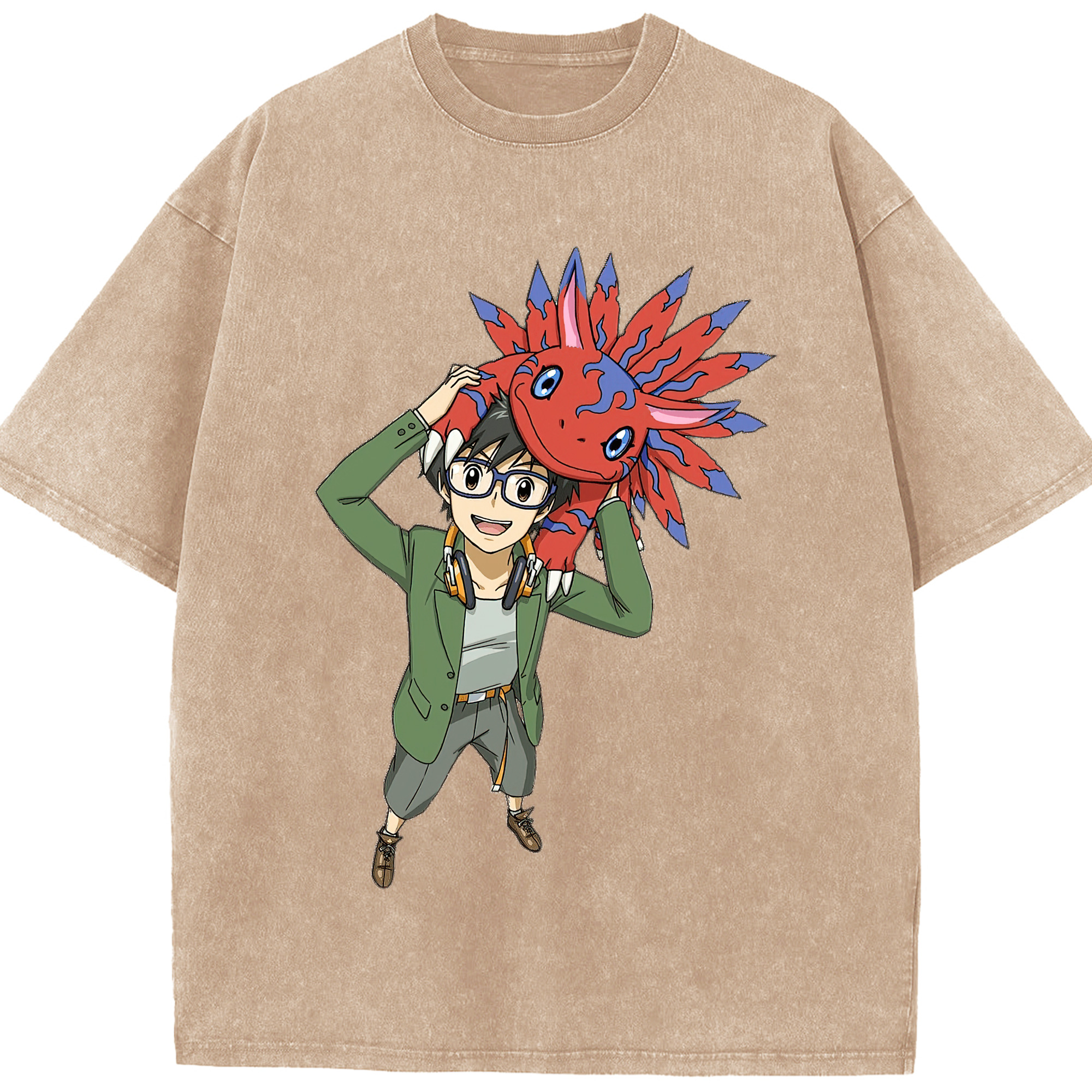 （画像用） Digimon デジタルモンスター/デジモン 綿100% ヴィンテージ風 半袖Tシャツ（フロントプリント）
