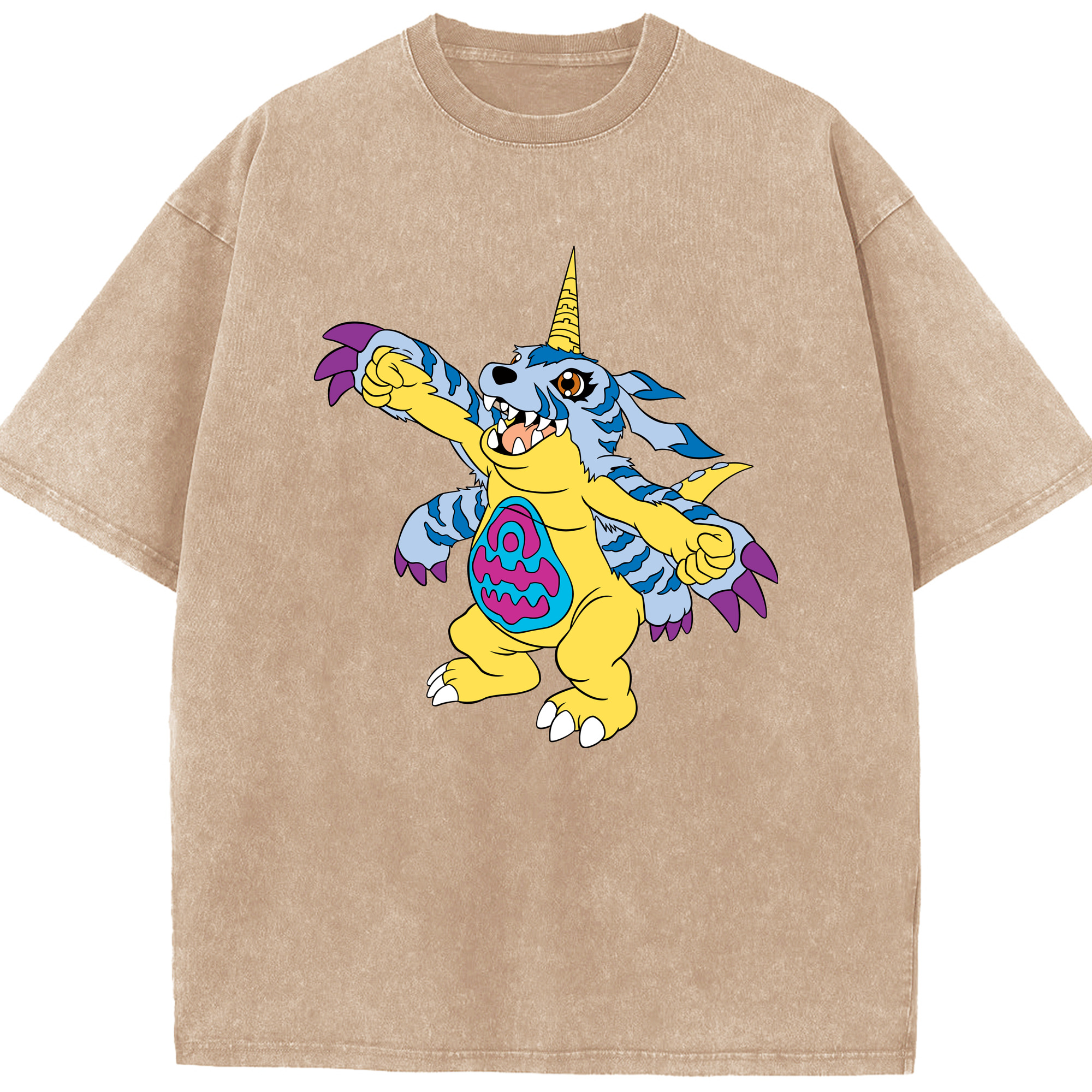 （画像用） Digimon デジタルモンスター/デジモン 綿100% ヴィンテージ風 半袖Tシャツ（フロントプリント）
